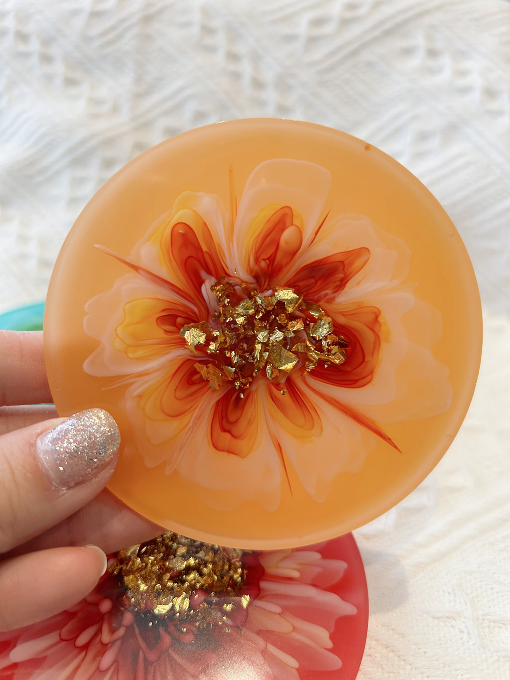 【Blooming Beauty】Handmade Resin Coaster Set (set of 5)