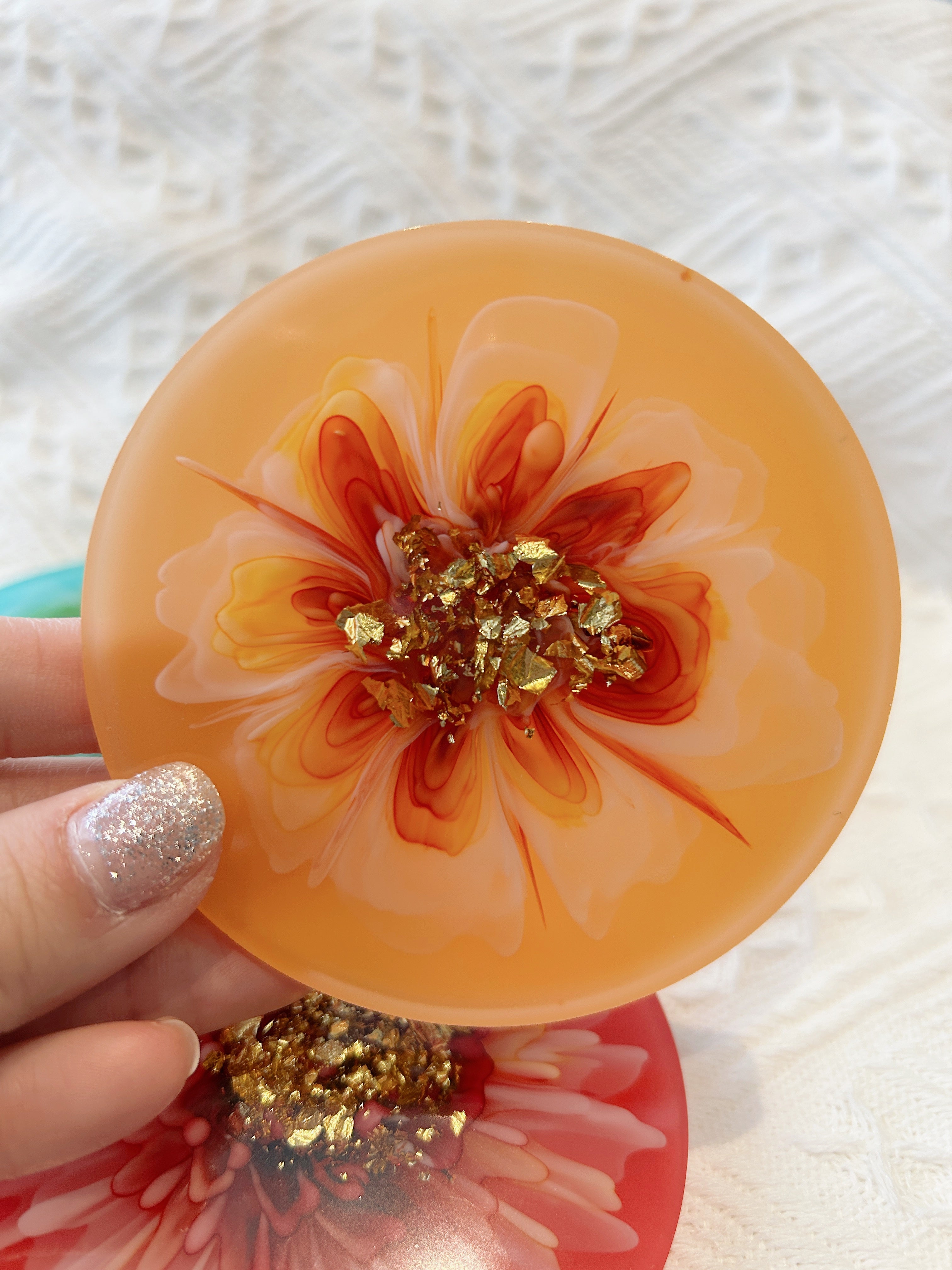 【Blooming Beauty】Handmade Resin Coaster Set (set of 5)