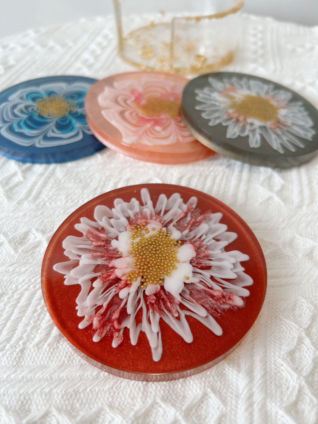 【Blooming Beauty】Handmade Resin Coaster Set (set of 5)