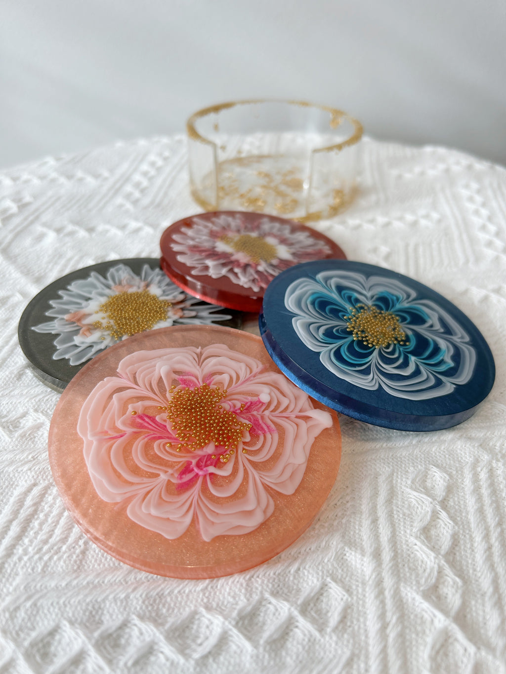 【Blooming Beauty】Handmade Resin Coaster Set (set of 5)