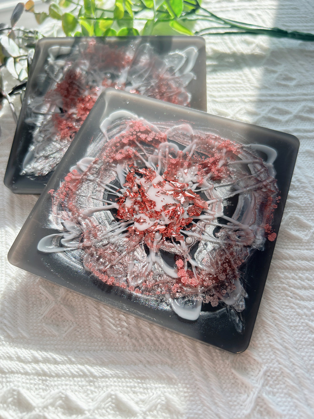 【Blooming Beauty】Handmade Resin Coasters (pair)