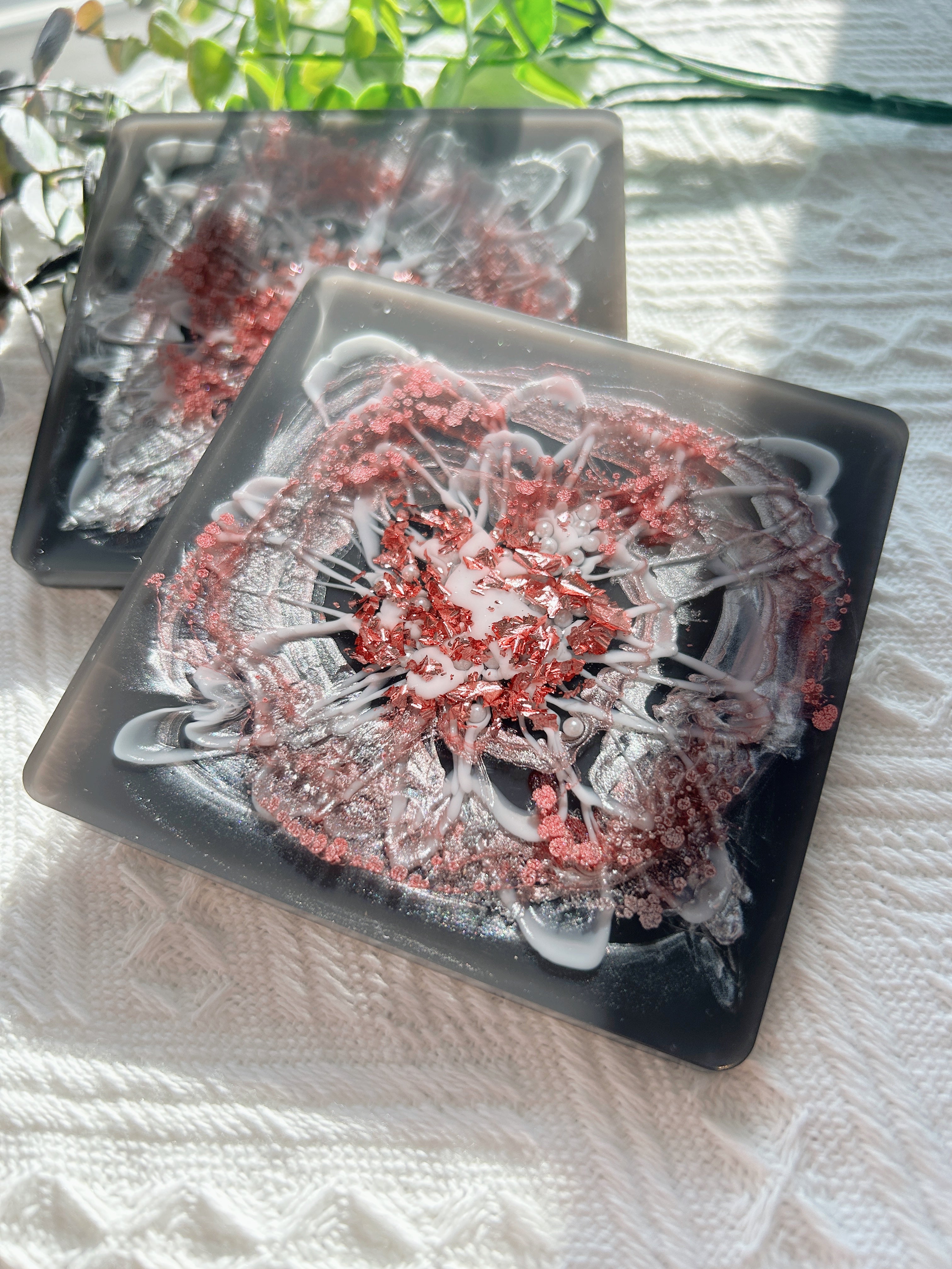 【Blooming Beauty】Handmade Resin Coasters (pair)