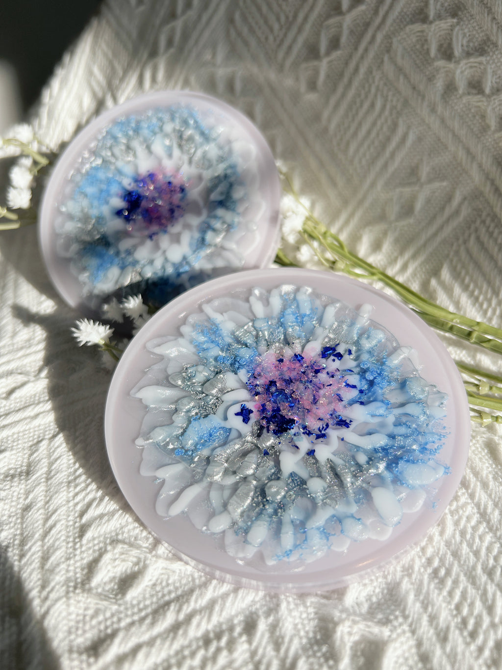 【Blooming Beauty】Handmade Resin Coasters (pair)