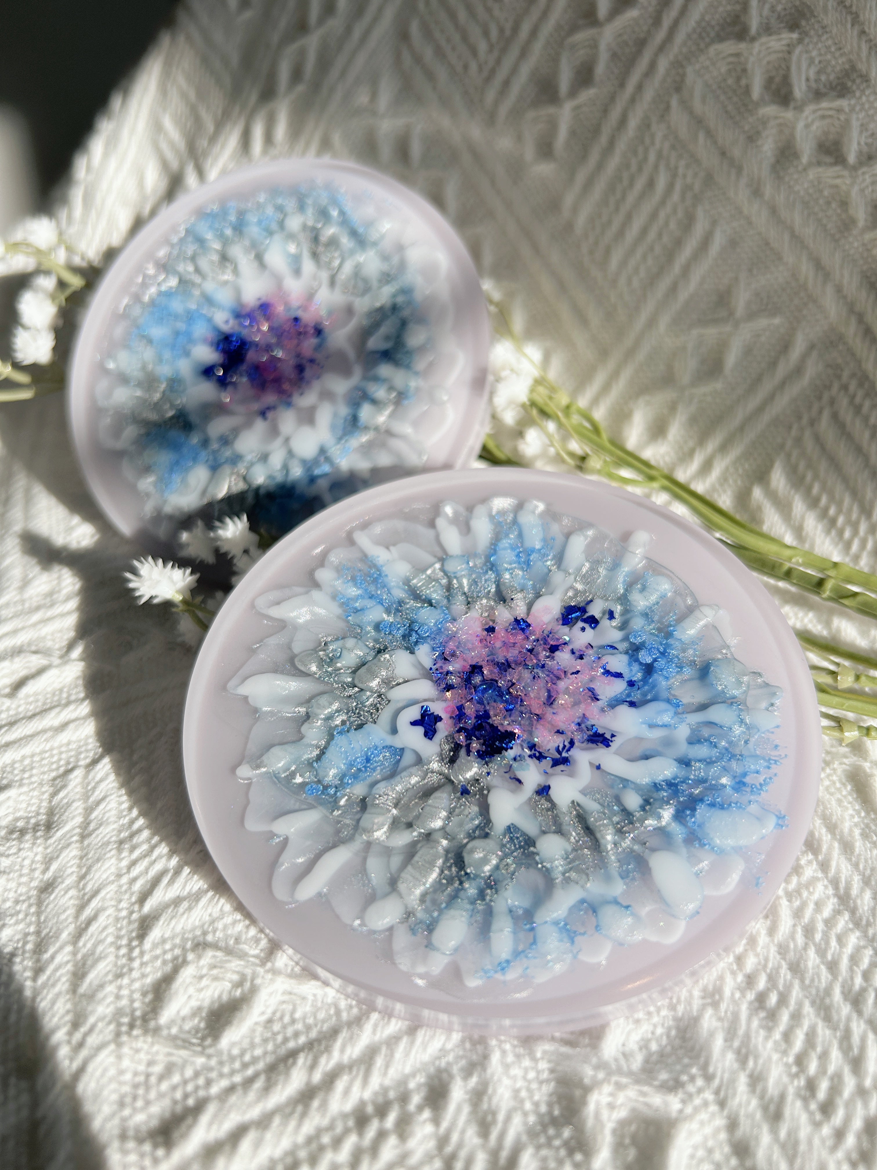 【Blooming Beauty】Handmade Resin Coasters (pair)