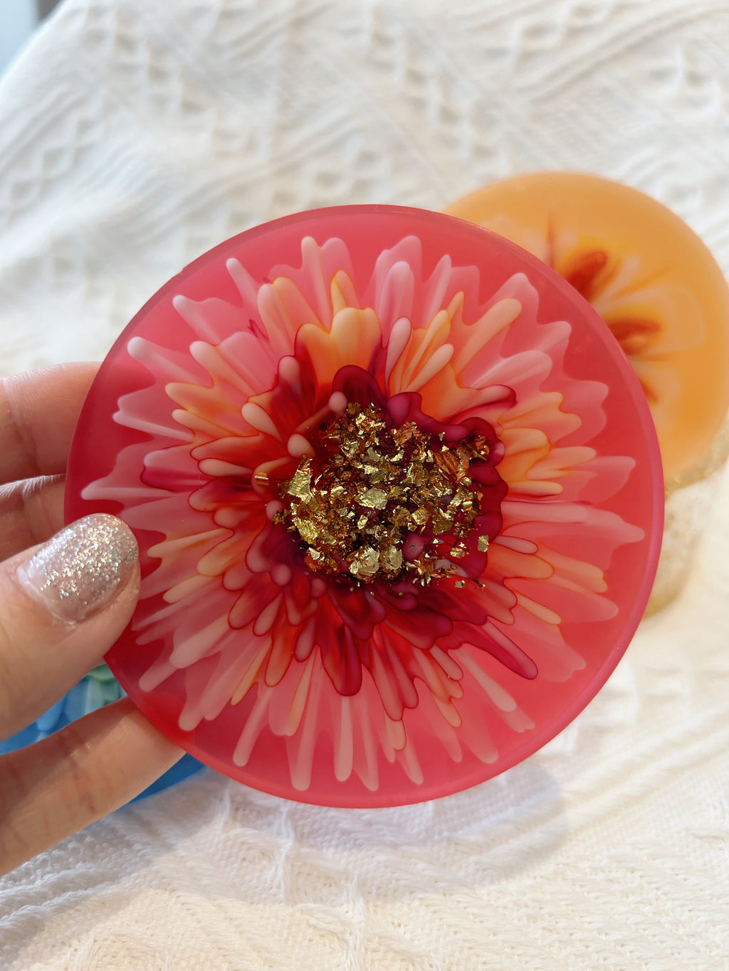 【Blooming Beauty】Handmade Resin Coaster Set (set of 5)