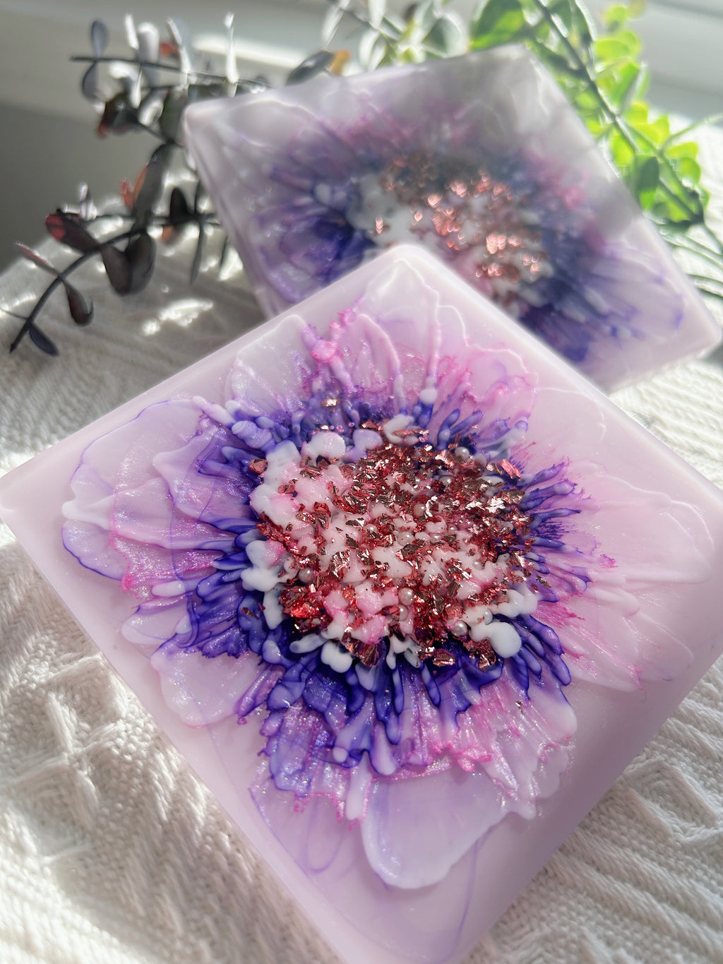 【Blooming Beauty】Handmade Resin Coasters (pair)