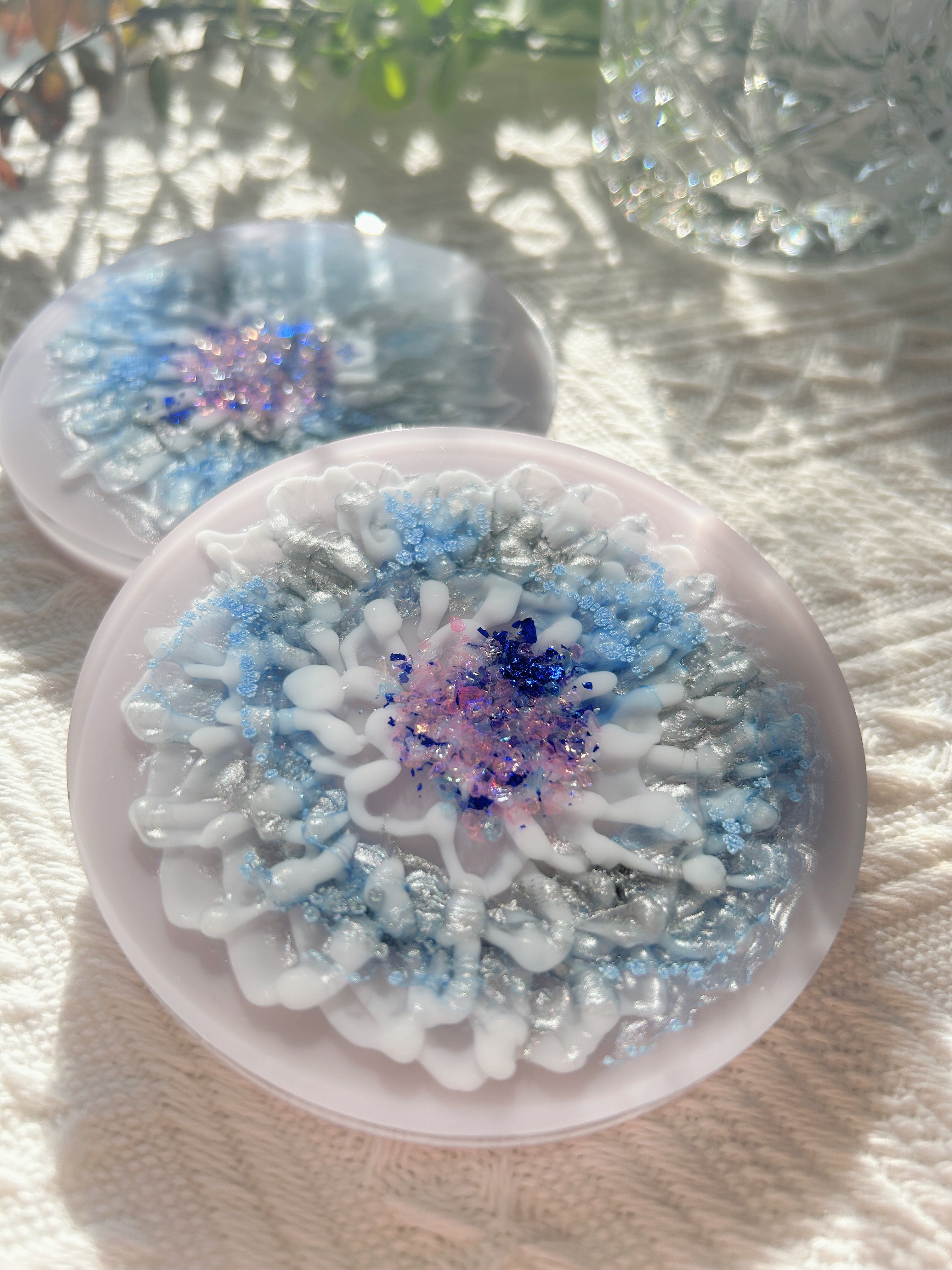 【Blooming Beauty】Handmade Resin Coasters (pair)