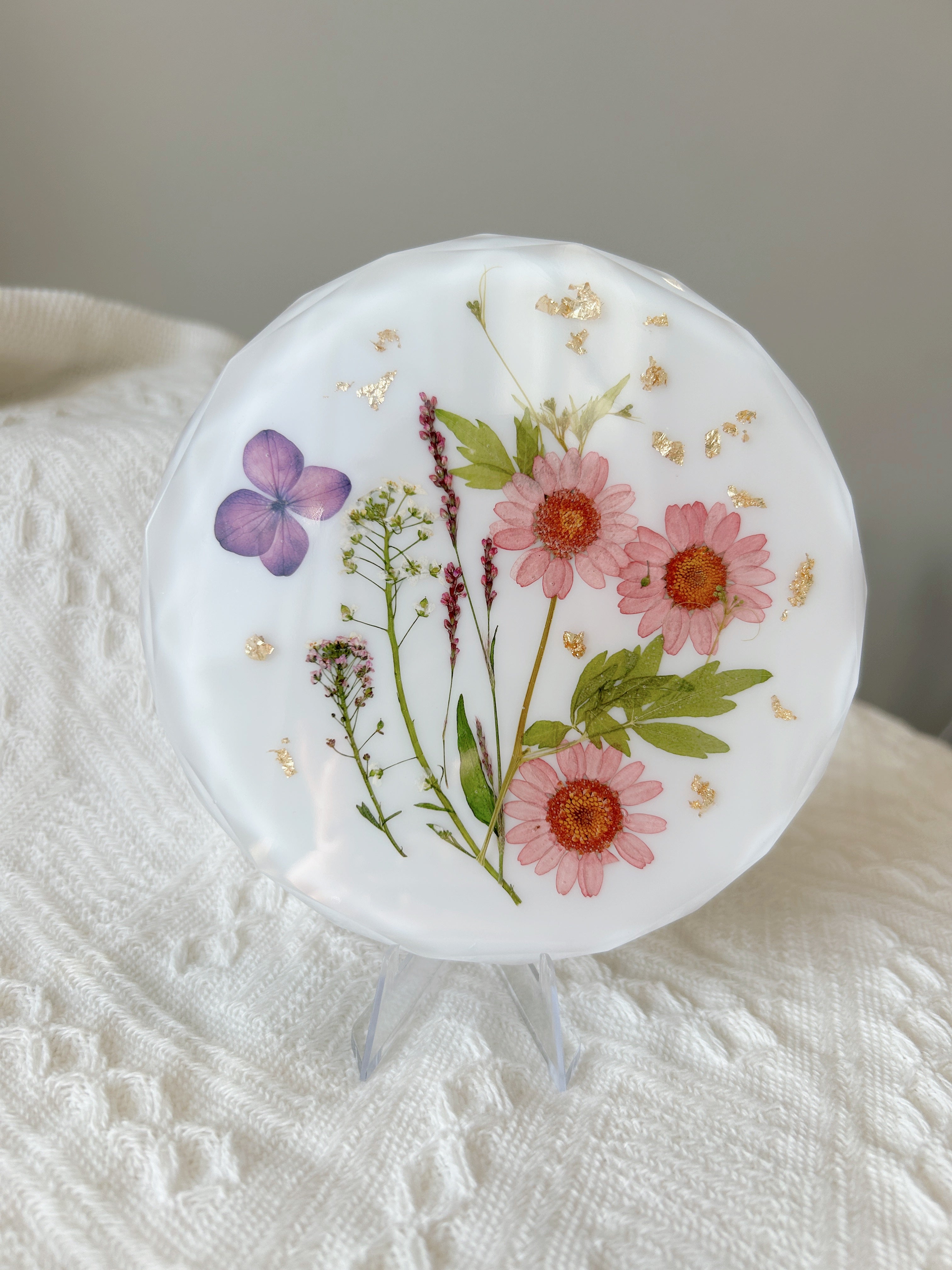 【Floral Fusion】Handmade Resin Diamond-shaped Coaster (individual)