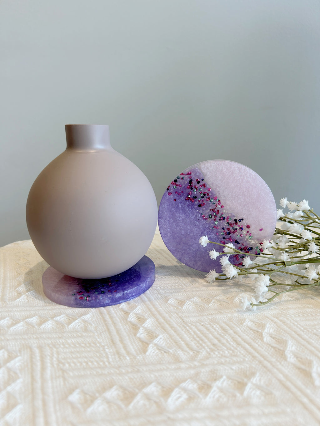 【Crystal Glow】Handmade Resin Coasters (pair)