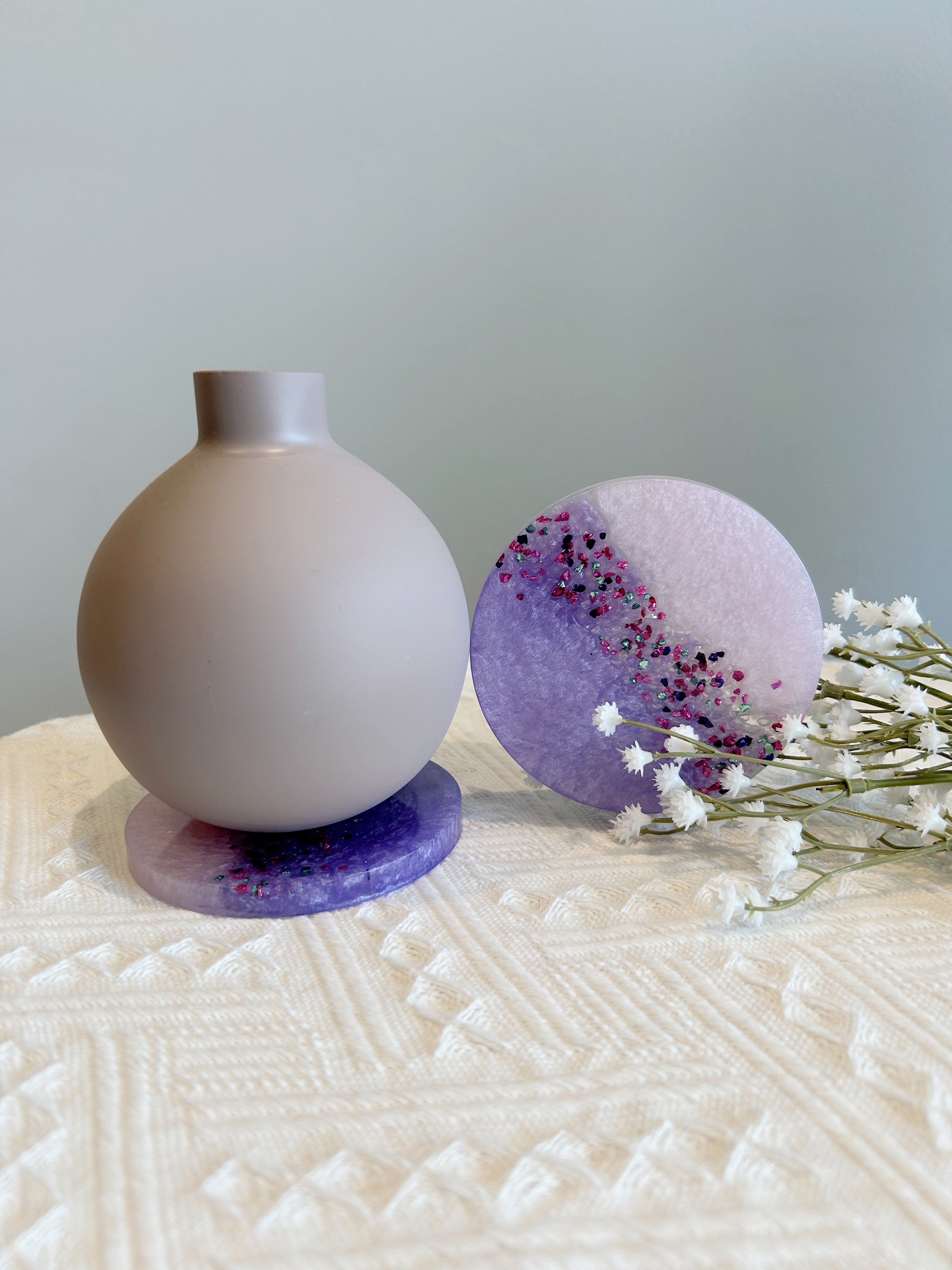 【Crystal Glow】Handmade Resin Coasters (pair)