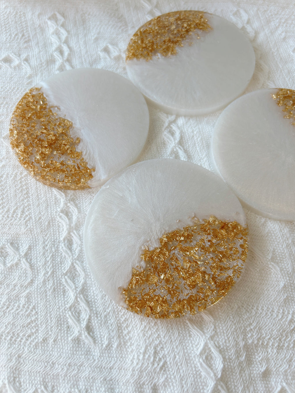 【Golden Elegance】Handmade Resin Coaster Set (set of 5)
