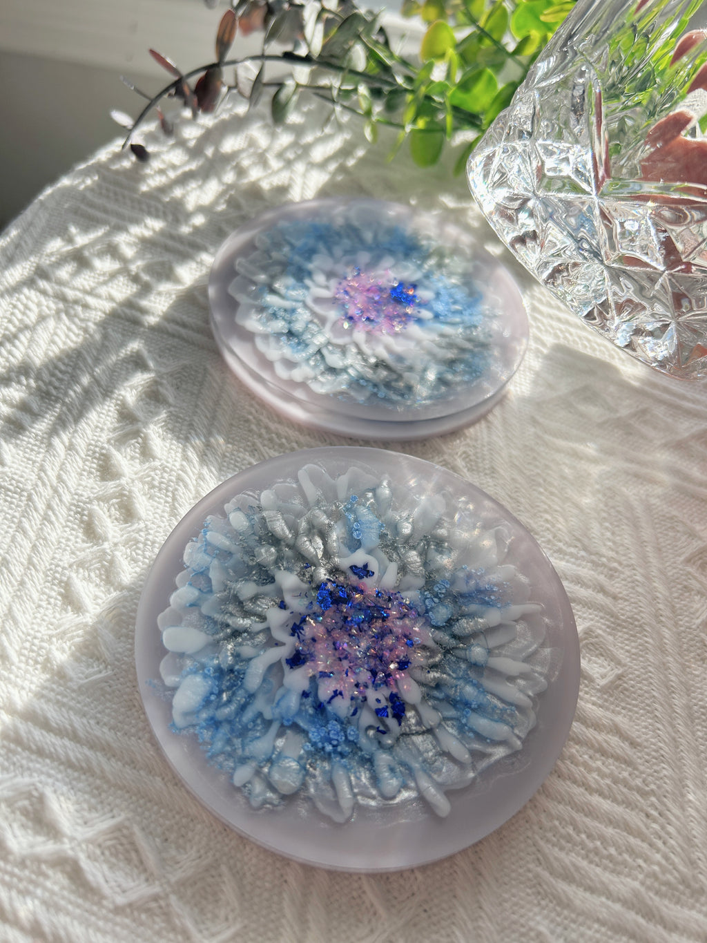 【Blooming Beauty】Handmade Resin Coasters (pair)