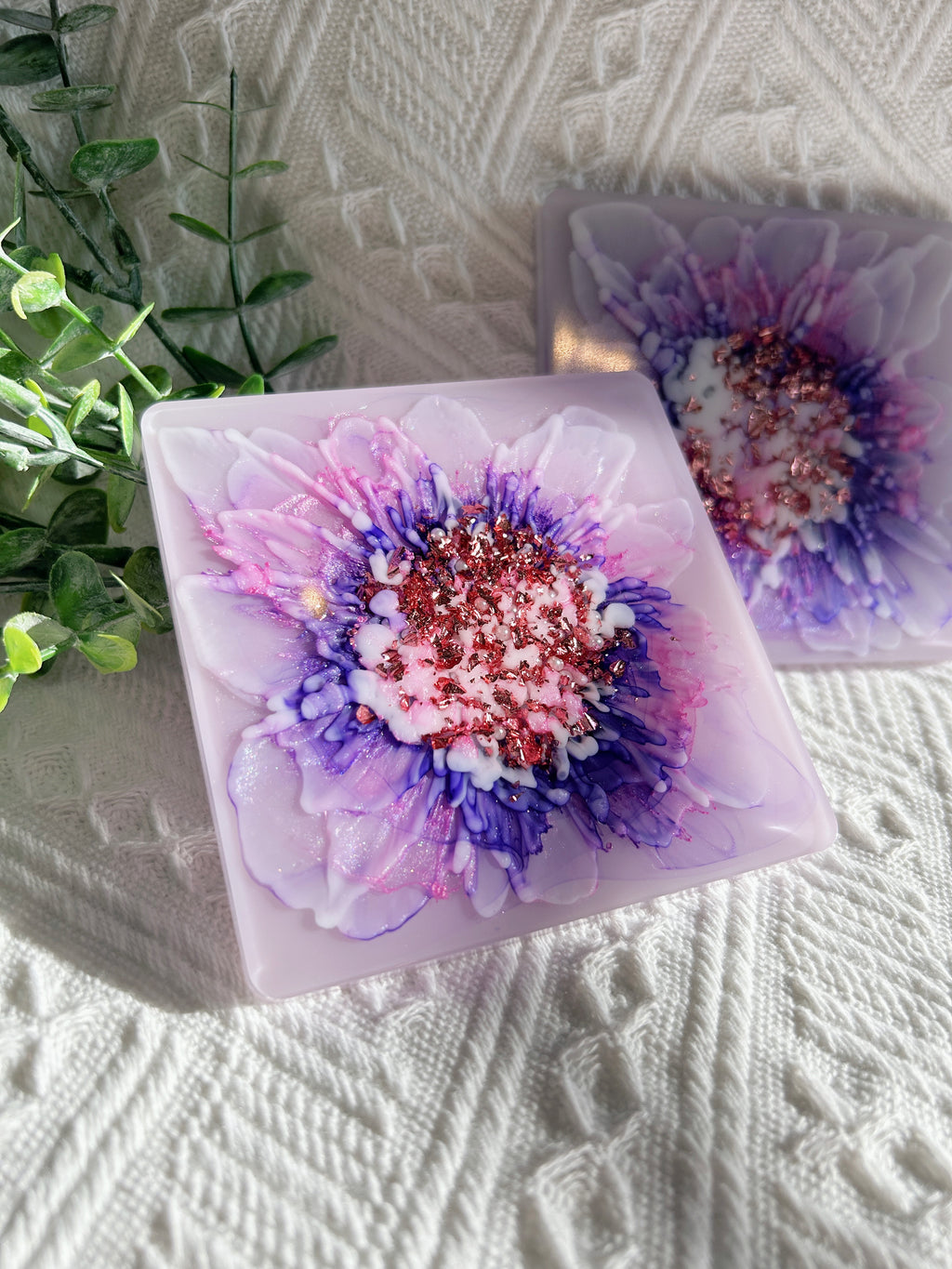 【Blooming Beauty】Handmade Resin Coasters (pair)