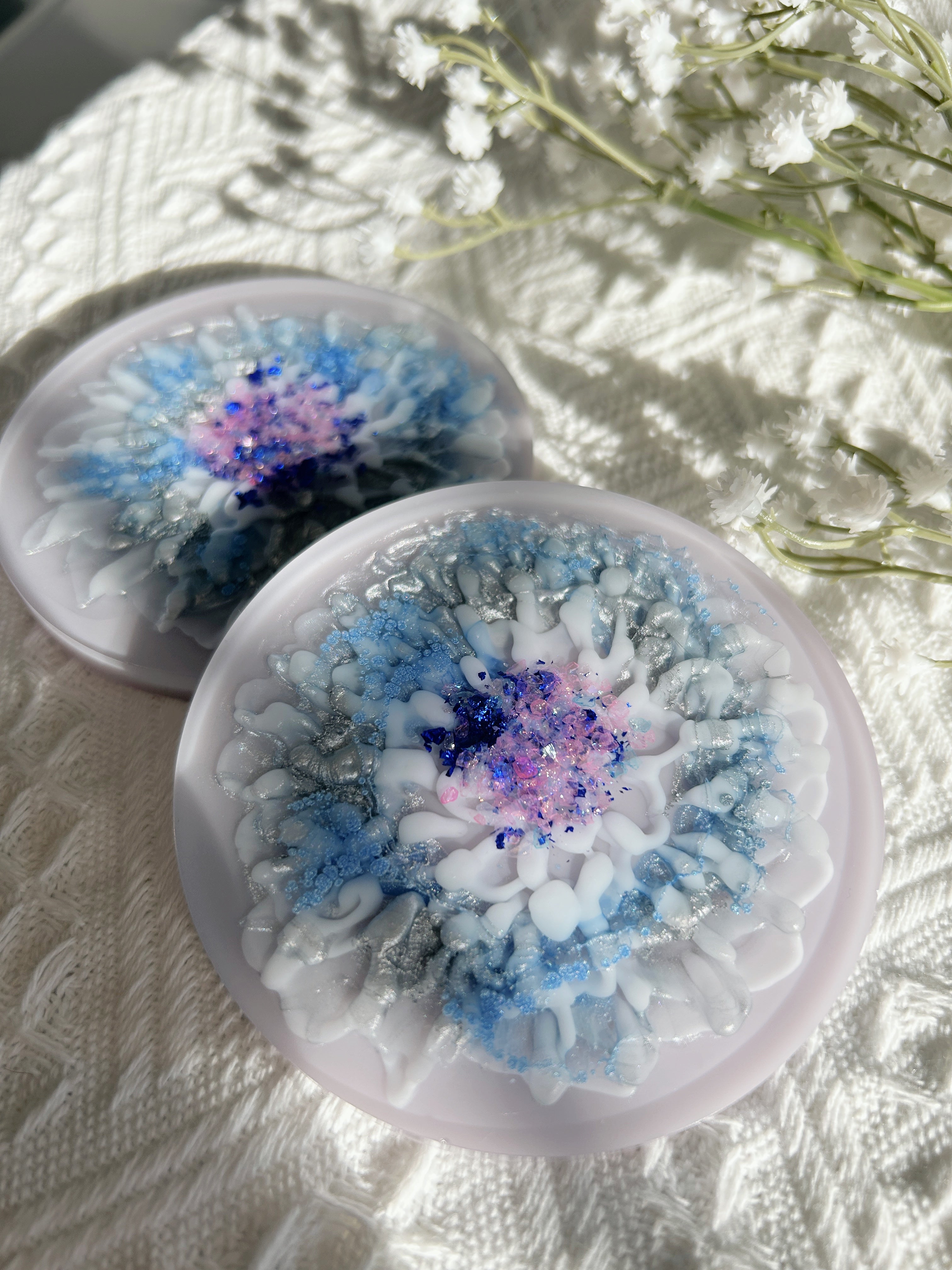 【Blooming Beauty】Handmade Resin Coasters (pair)