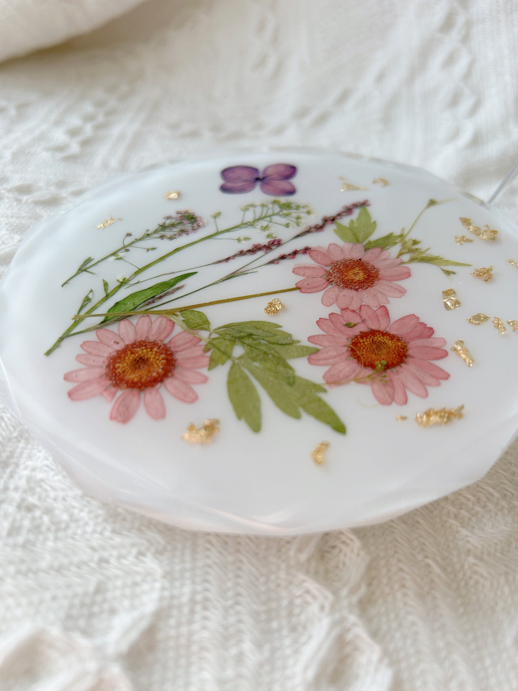 【Floral Fusion】Handmade Resin Diamond-shaped Coaster (individual)