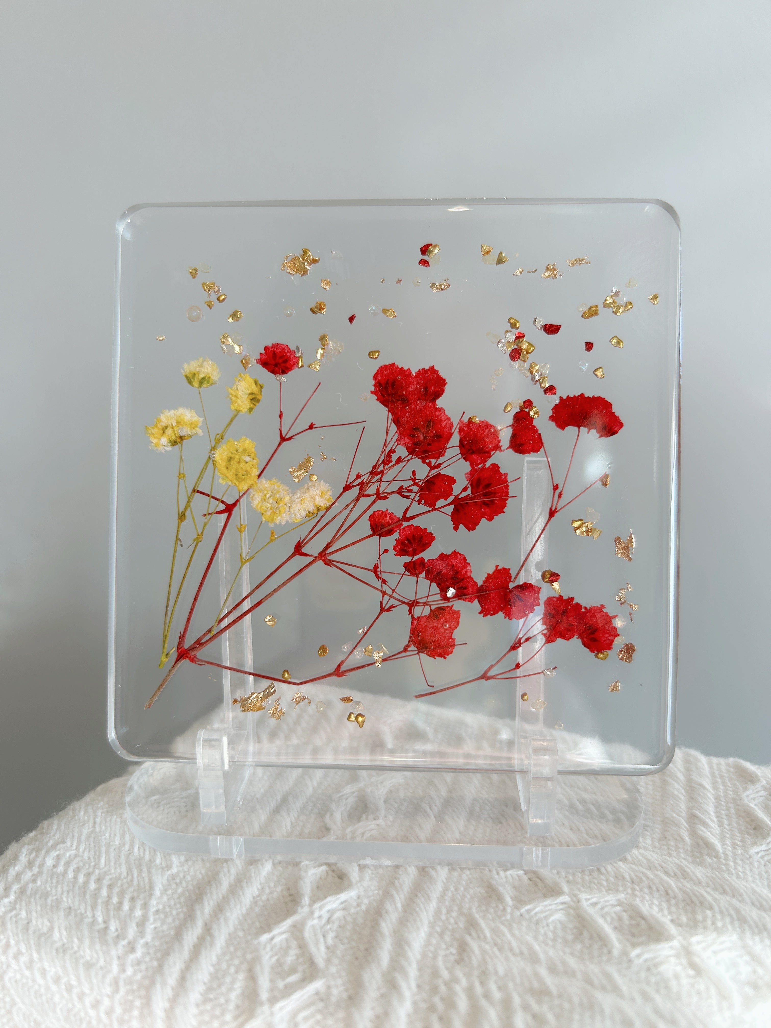 【Floral Fusion】Handmade Resin Coaster with Dried Pressed Flowers (individual)