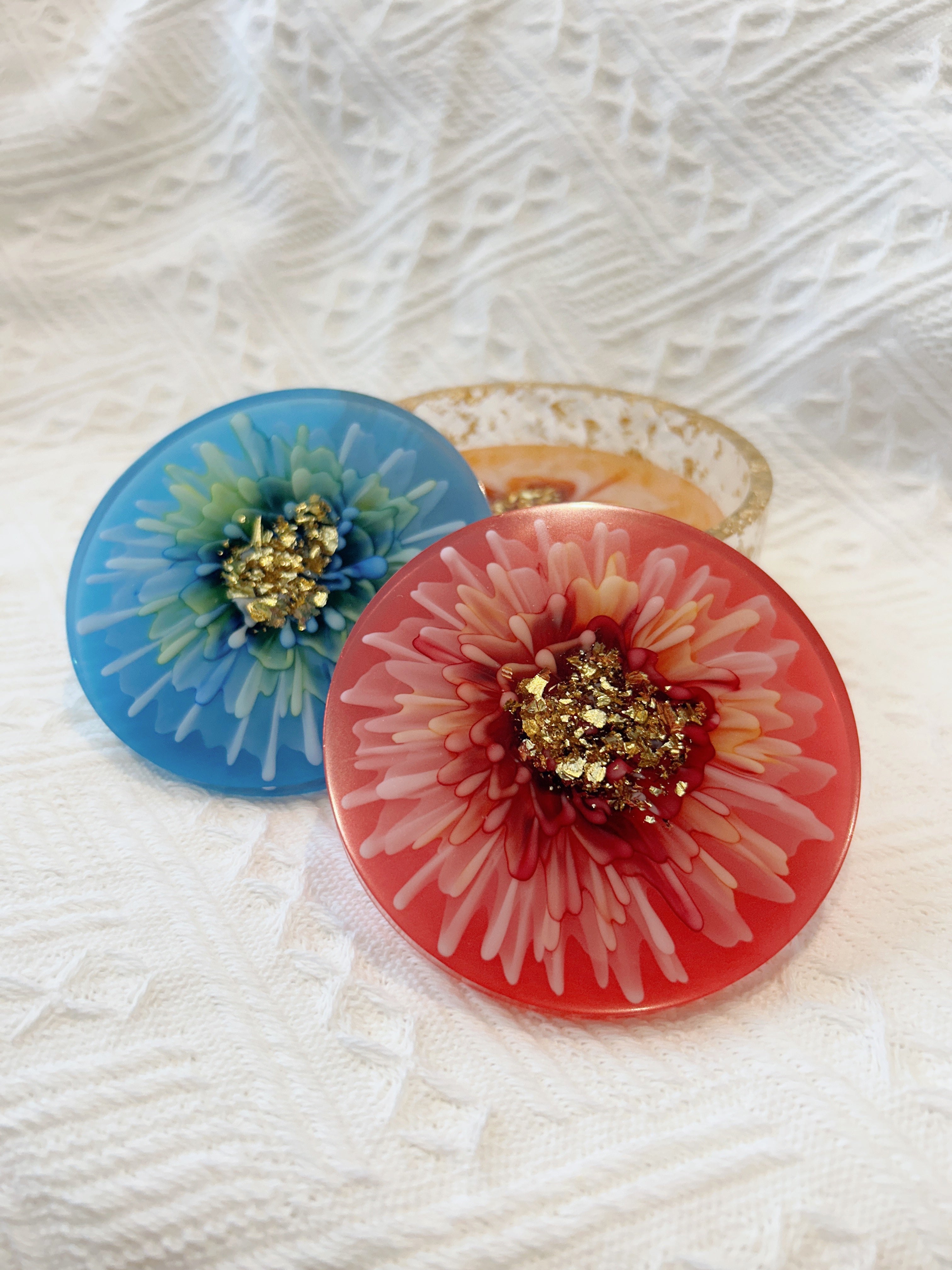【Blooming Beauty】Handmade Resin Coaster Set (set of 5)
