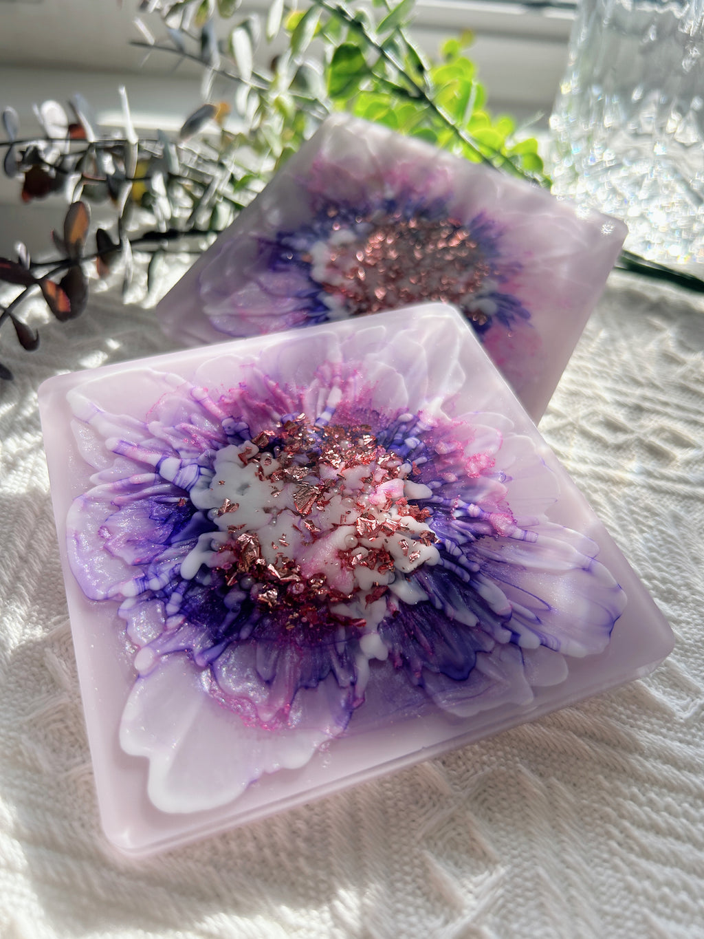 【Blooming Beauty】Handmade Resin Coasters (pair)