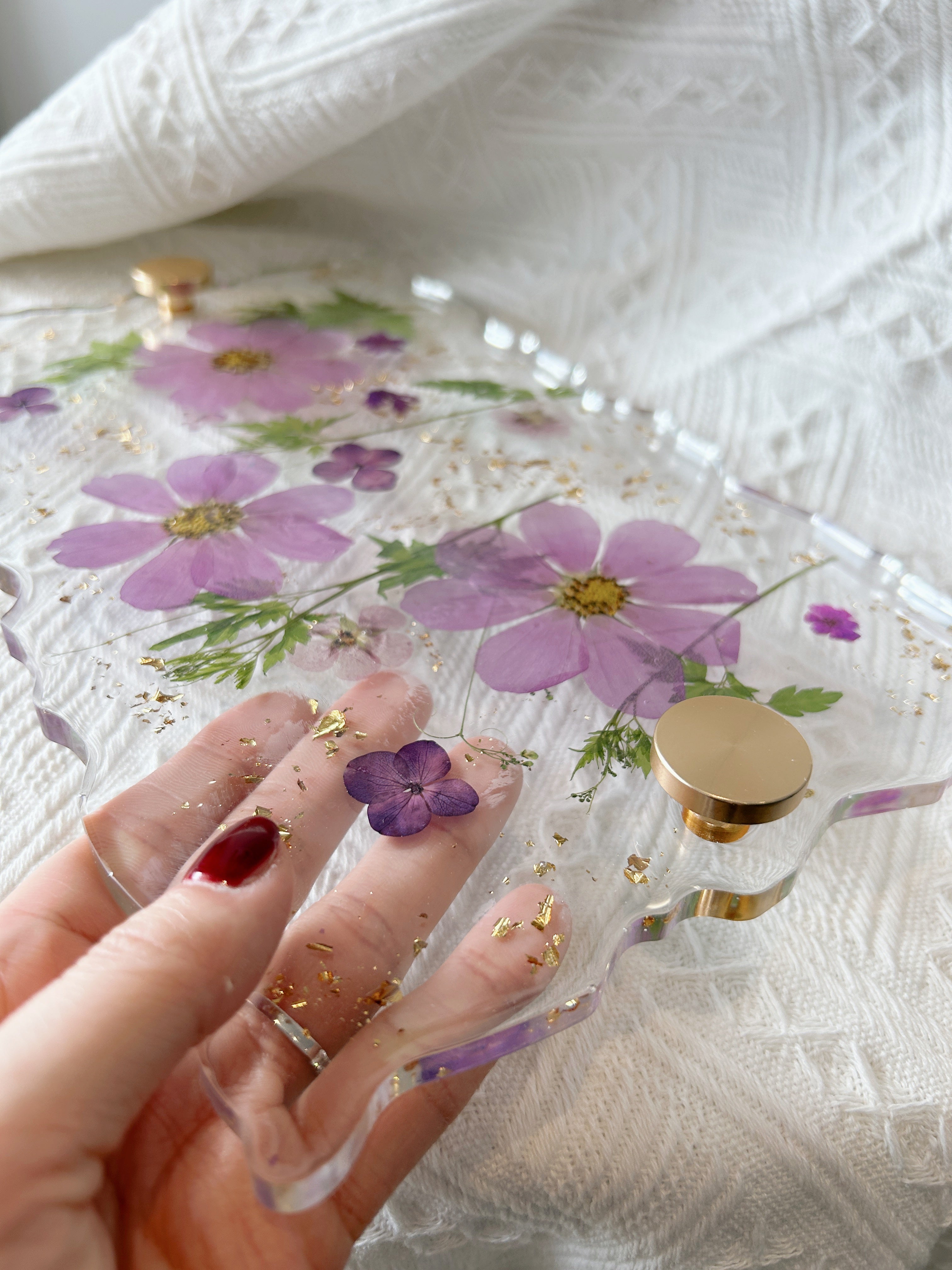 【Floral Fusion】Handmade Resin Serving Tray