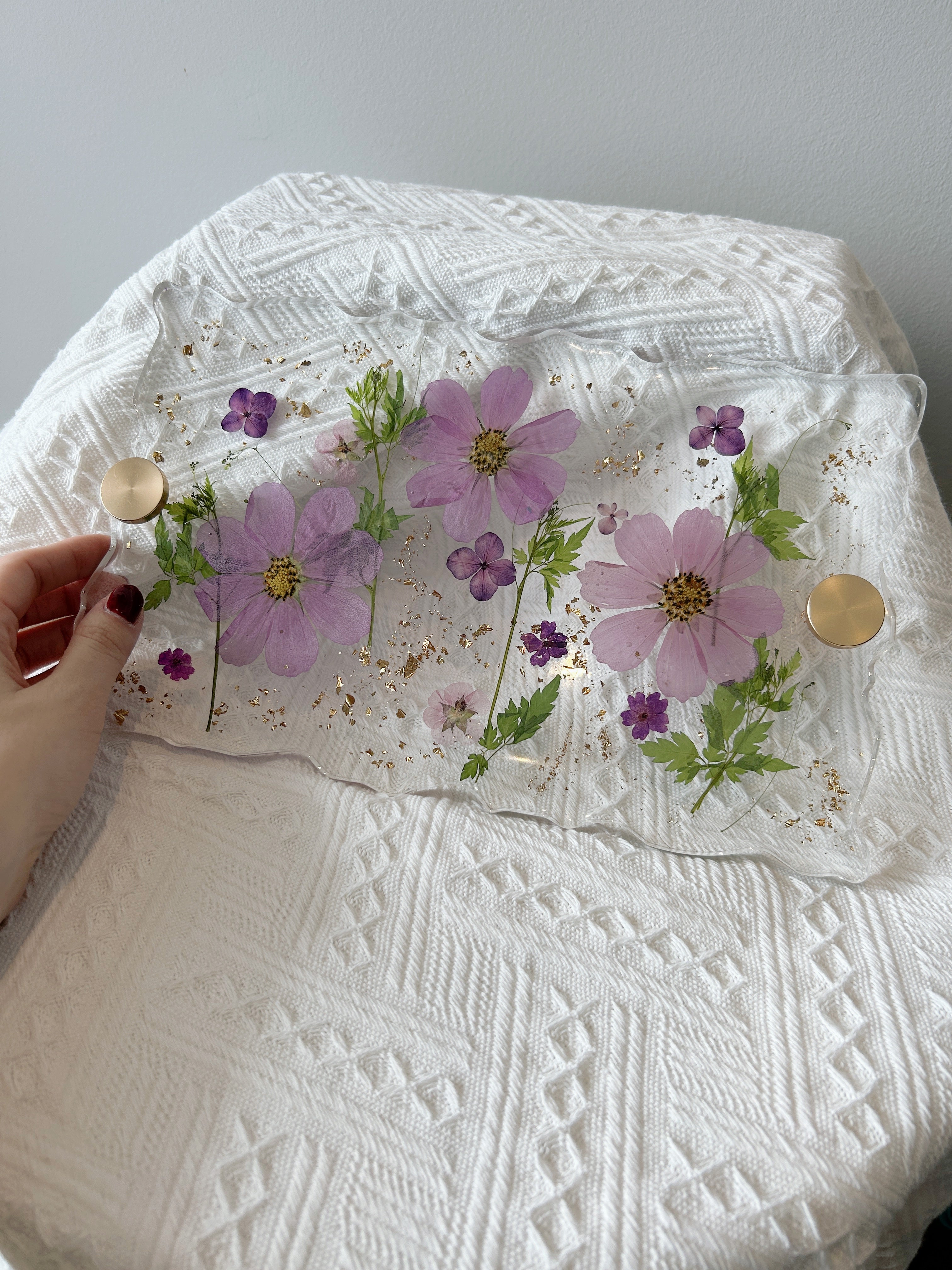 【Floral Fusion】Handmade Resin Serving Tray