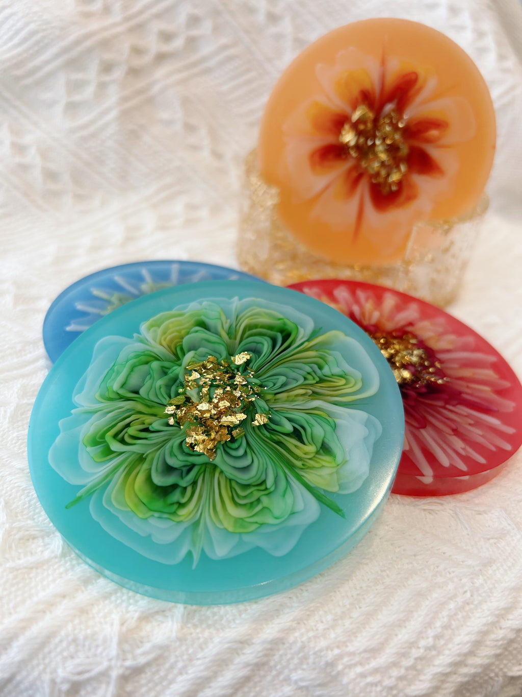 【Blooming Beauty】Handmade Resin Coaster Set (set of 5)