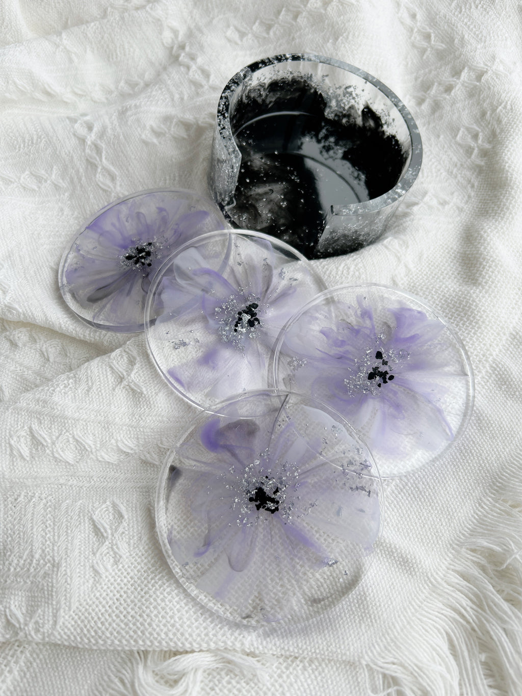 【Noir & Blanc】Handmade Resin Coaster Set (set of 5)