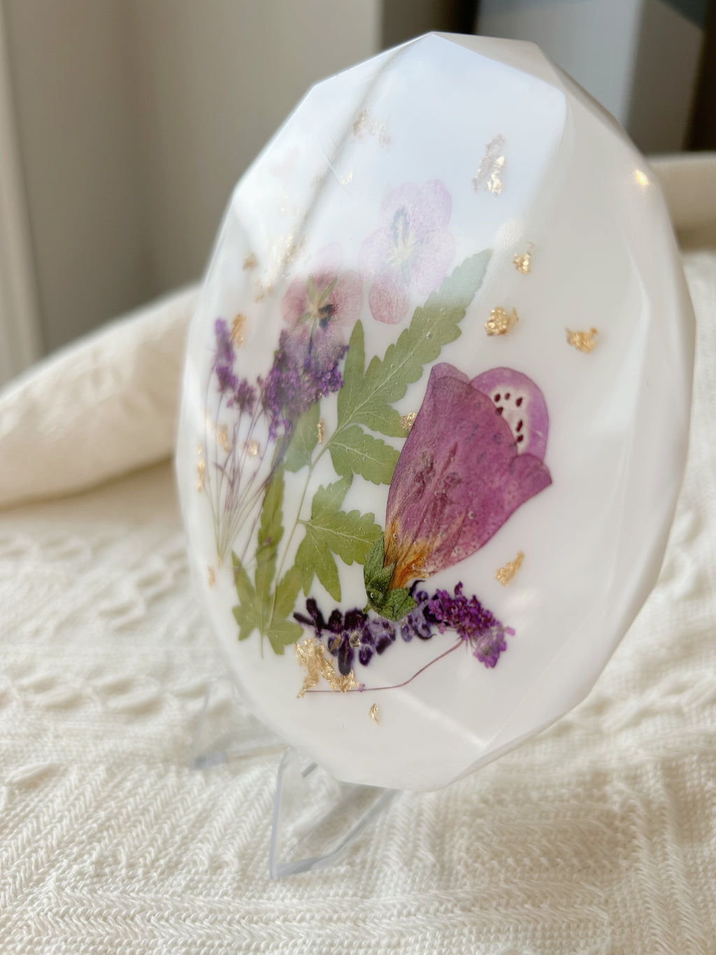 【Floral Fusion】Handmade Resin Diamond-shaped Coaster (individual)