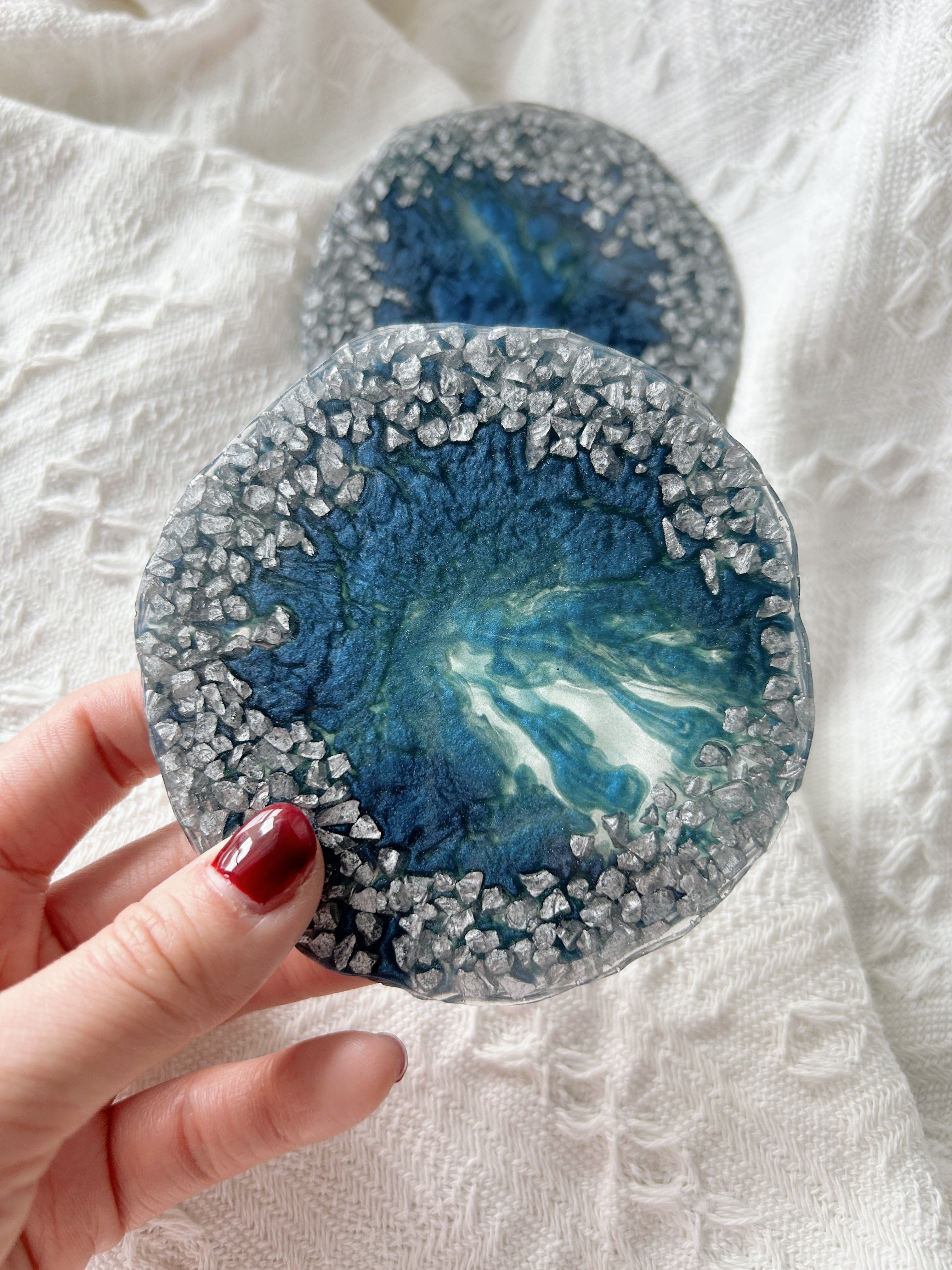 【Geode Luxe】Handmade Resin Coasters (pair)