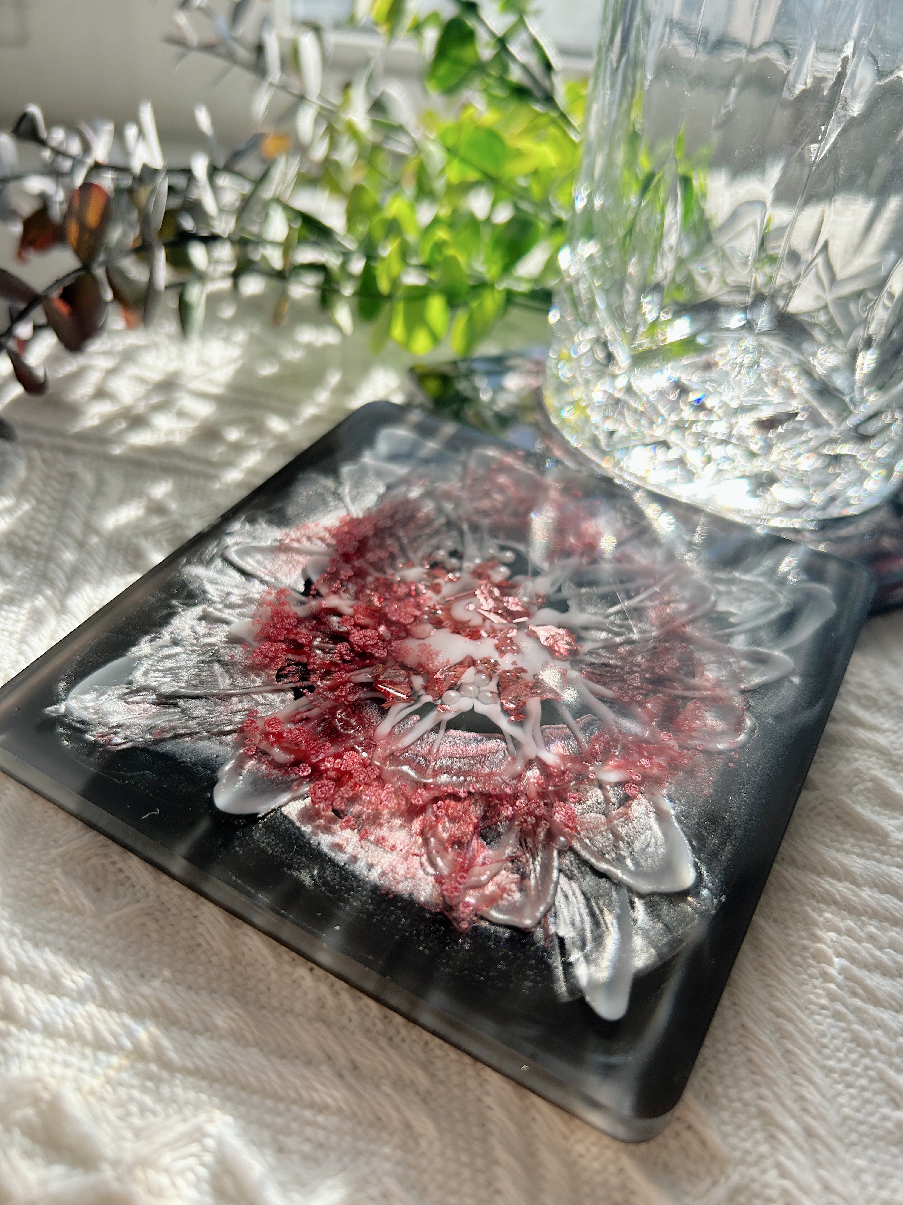 【Blooming Beauty】Handmade Resin Coasters (pair)