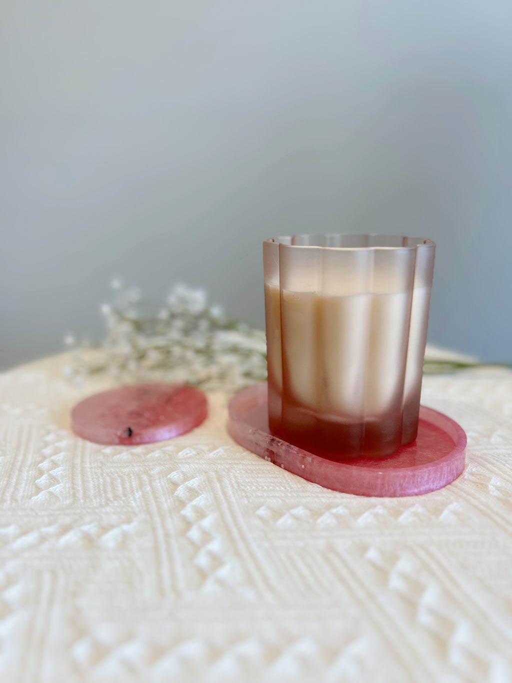 【Crystal Glow】Handmade Resin Coaster & Trinket Tray (2-piece set)