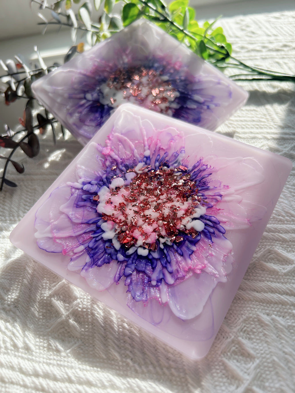 【Blooming Beauty】Handmade Resin Coasters (pair)