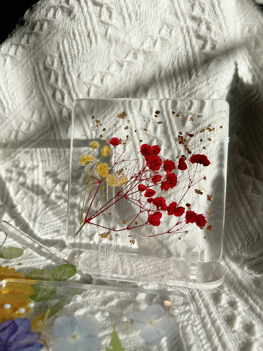【Floral Fusion】Handmade Resin Coaster with Dried Pressed Flowers (individual)