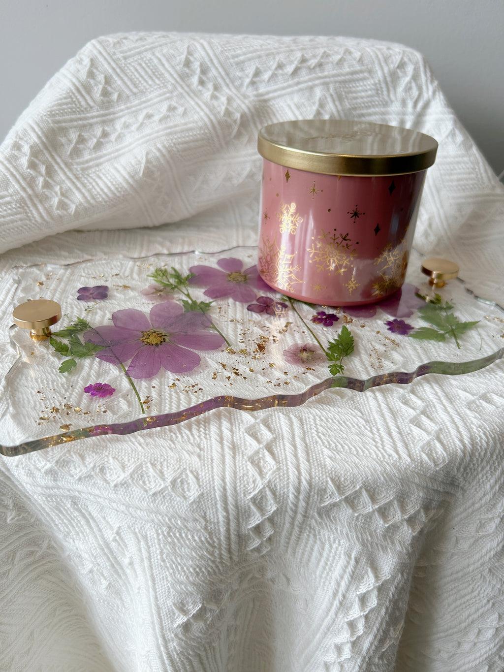 【Floral Fusion】Handmade Resin Serving Tray