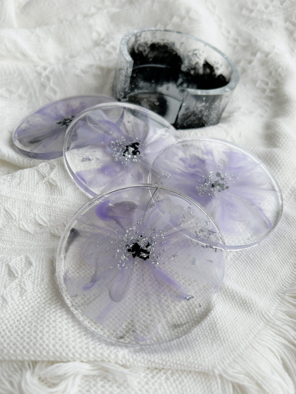 【Noir & Blanc】Handmade Resin Coaster Set (set of 5)