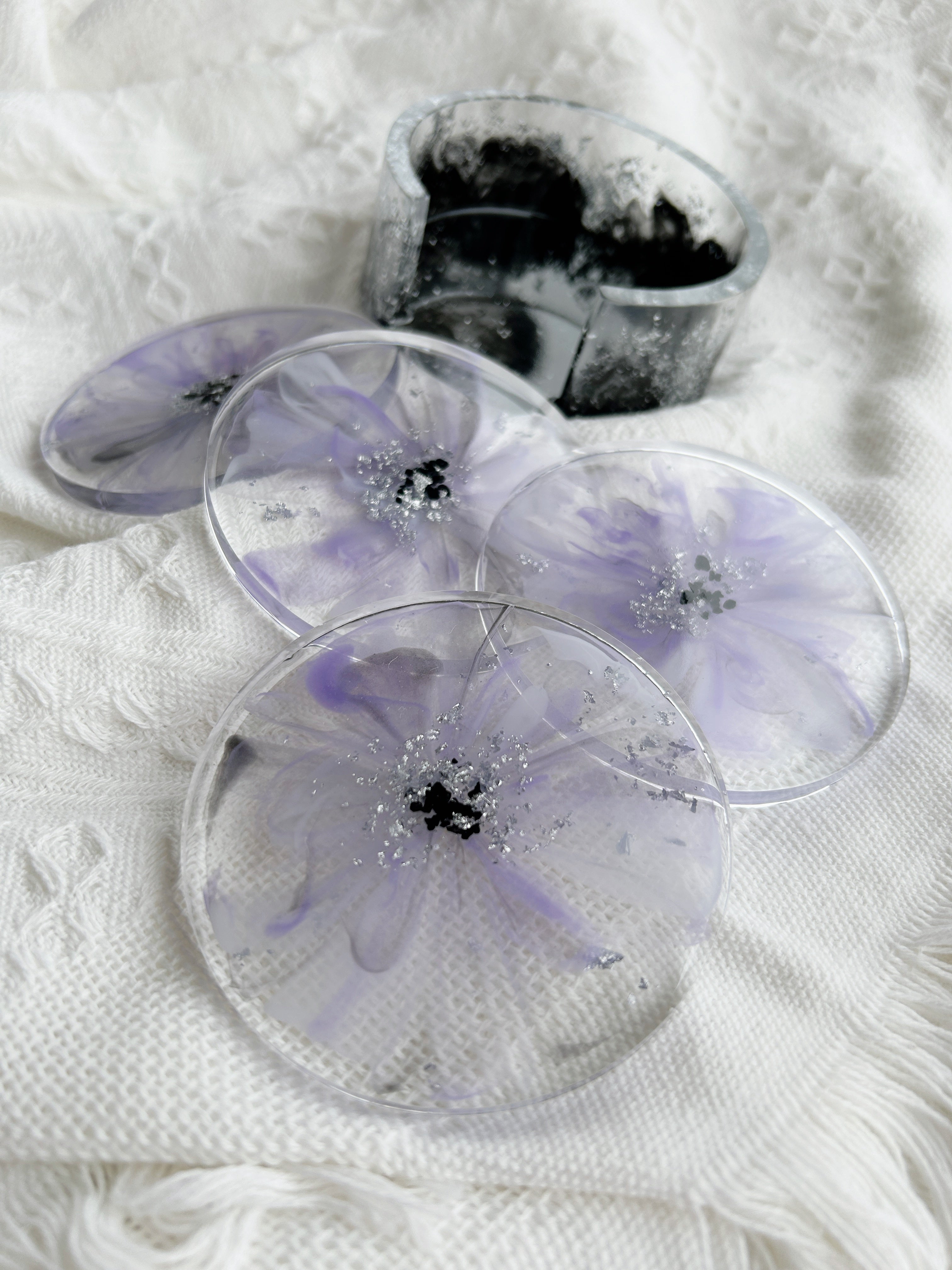 【Noir & Blanc】Handmade Resin Coaster Set (set of 5)