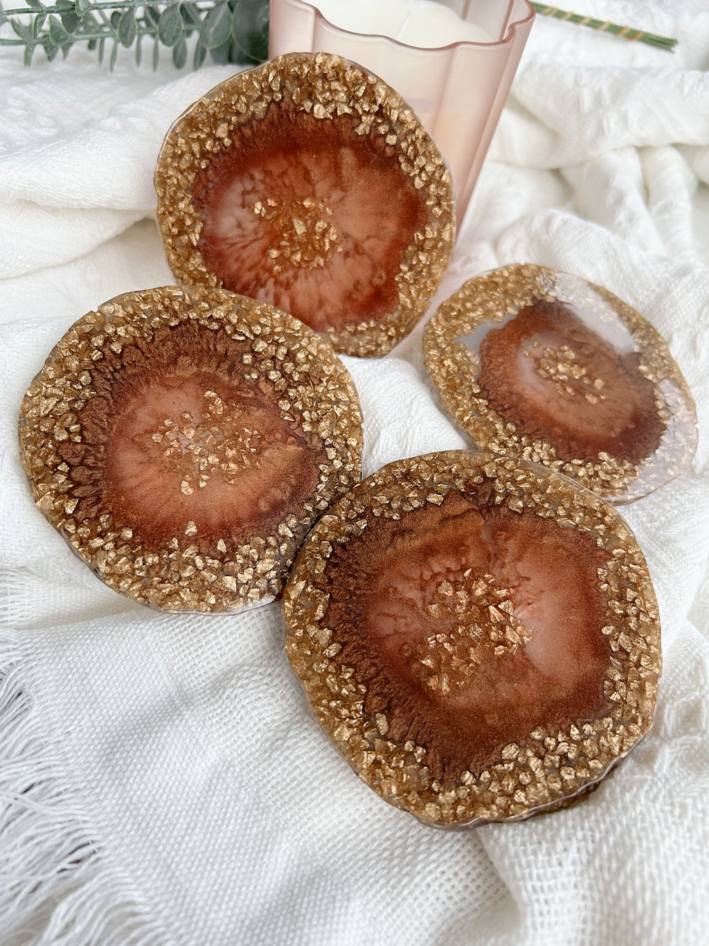 【Geode Luxe】Handmade Resin Coasters (set of 4)