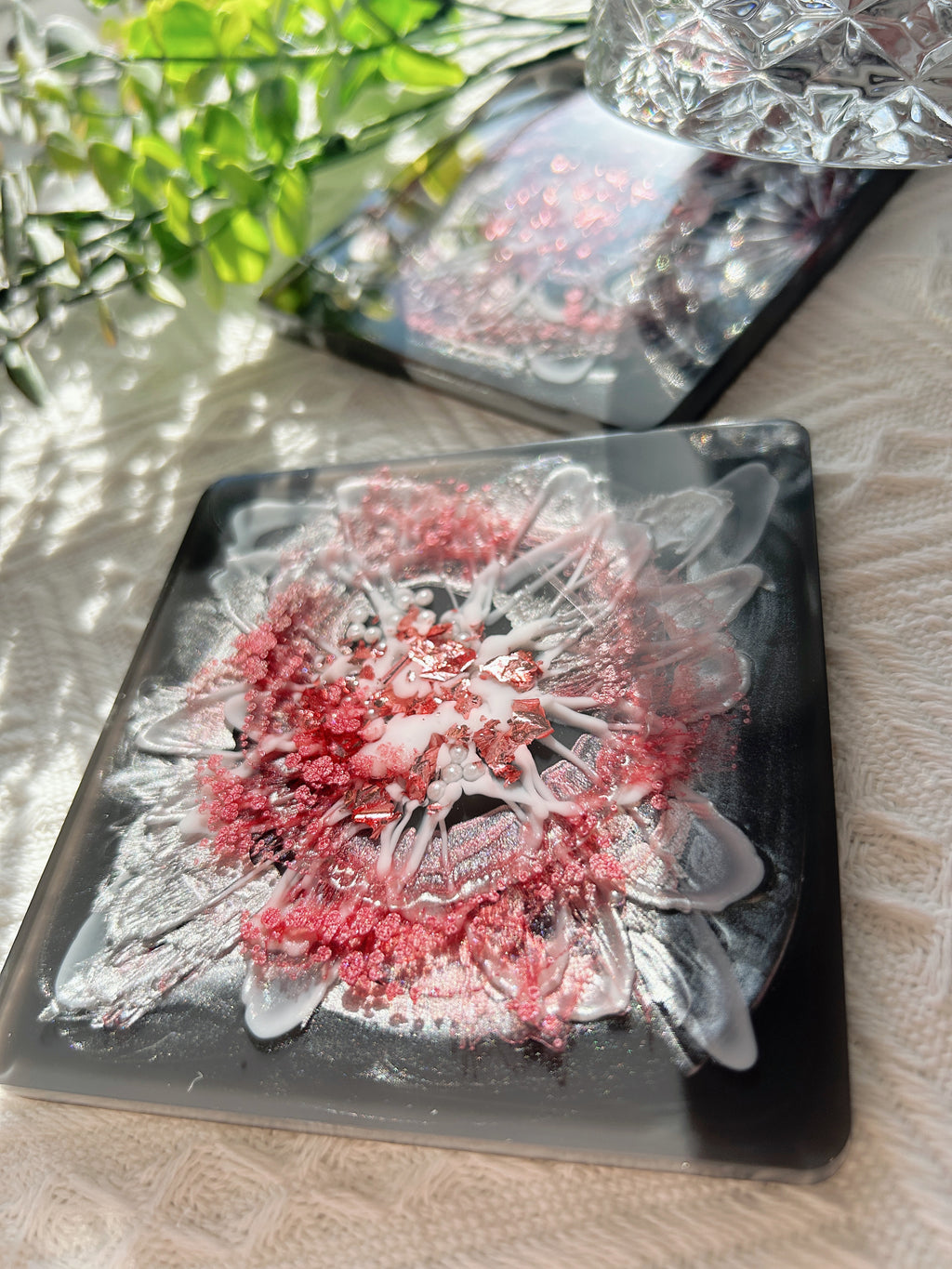 【Blooming Beauty】Handmade Resin Coasters (pair)