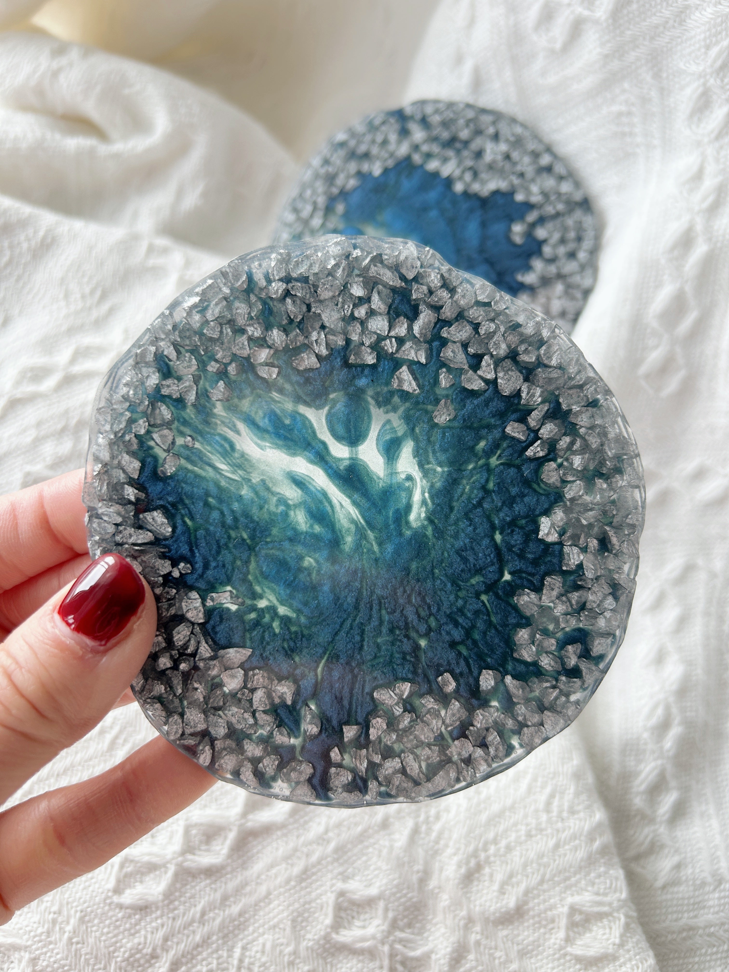 【Geode Luxe】Handmade Resin Coasters (pair)