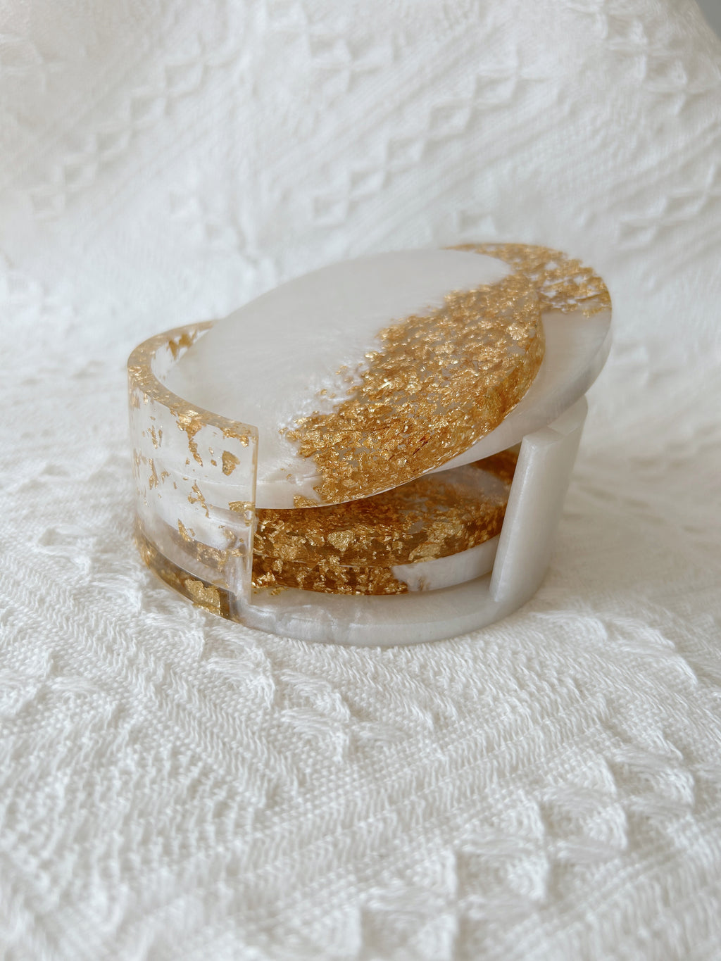 【Golden Elegance】Handmade Resin Coaster Set (set of 5)