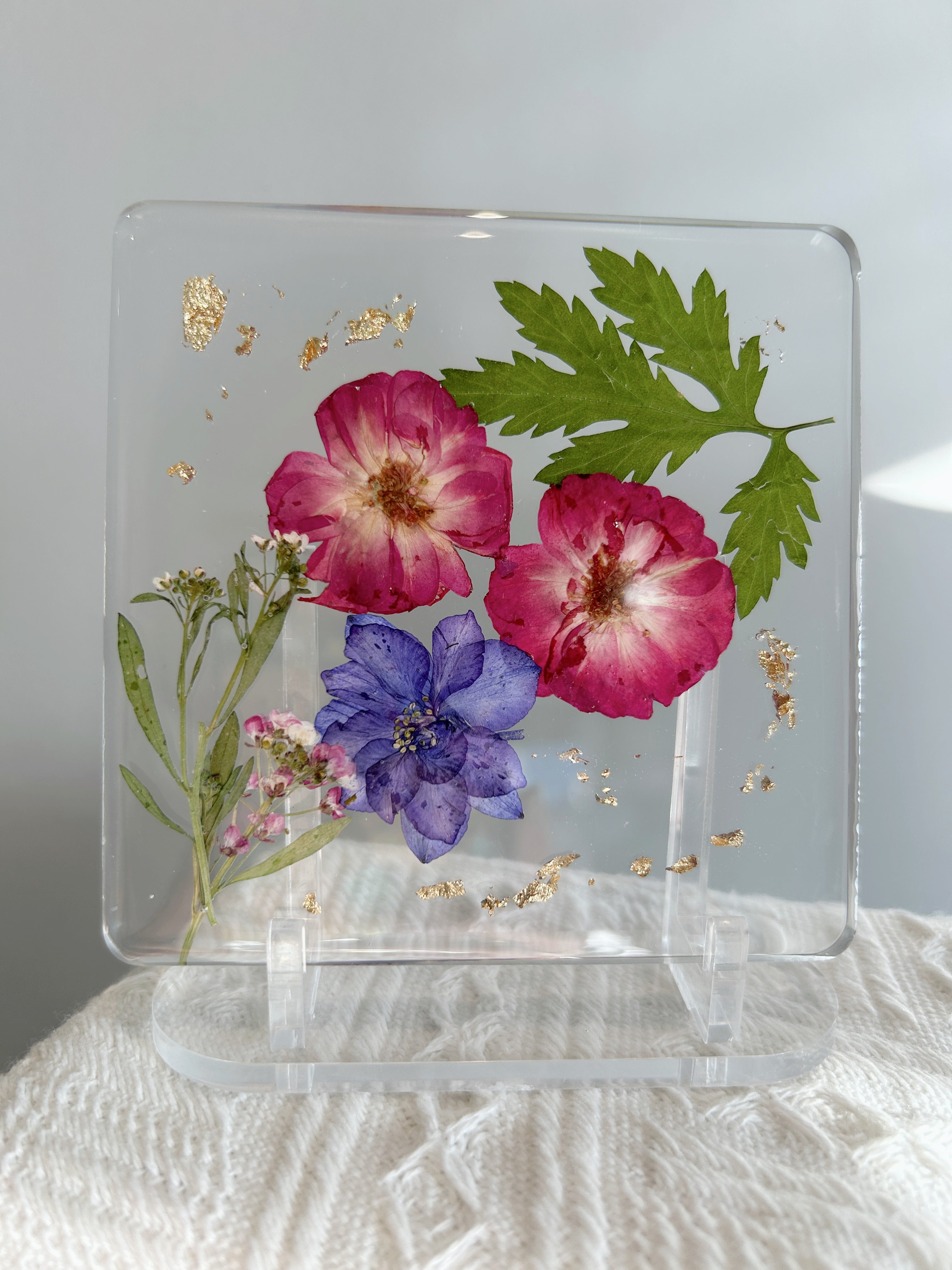 【Floral Fusion】Handmade Resin Coaster with Dried Pressed Flowers (individual)