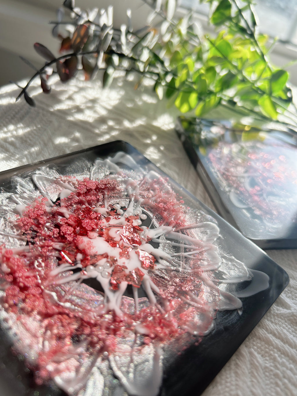 【Blooming Beauty】Handmade Resin Coasters (pair)
