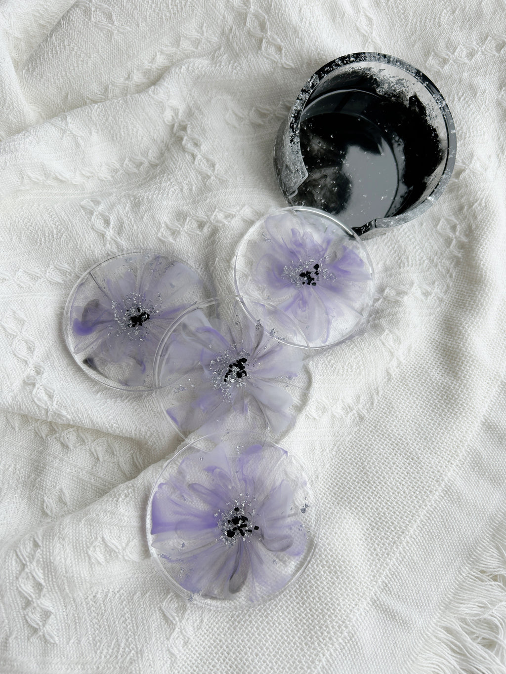 【Noir & Blanc】Handmade Resin Coaster Set (set of 5)