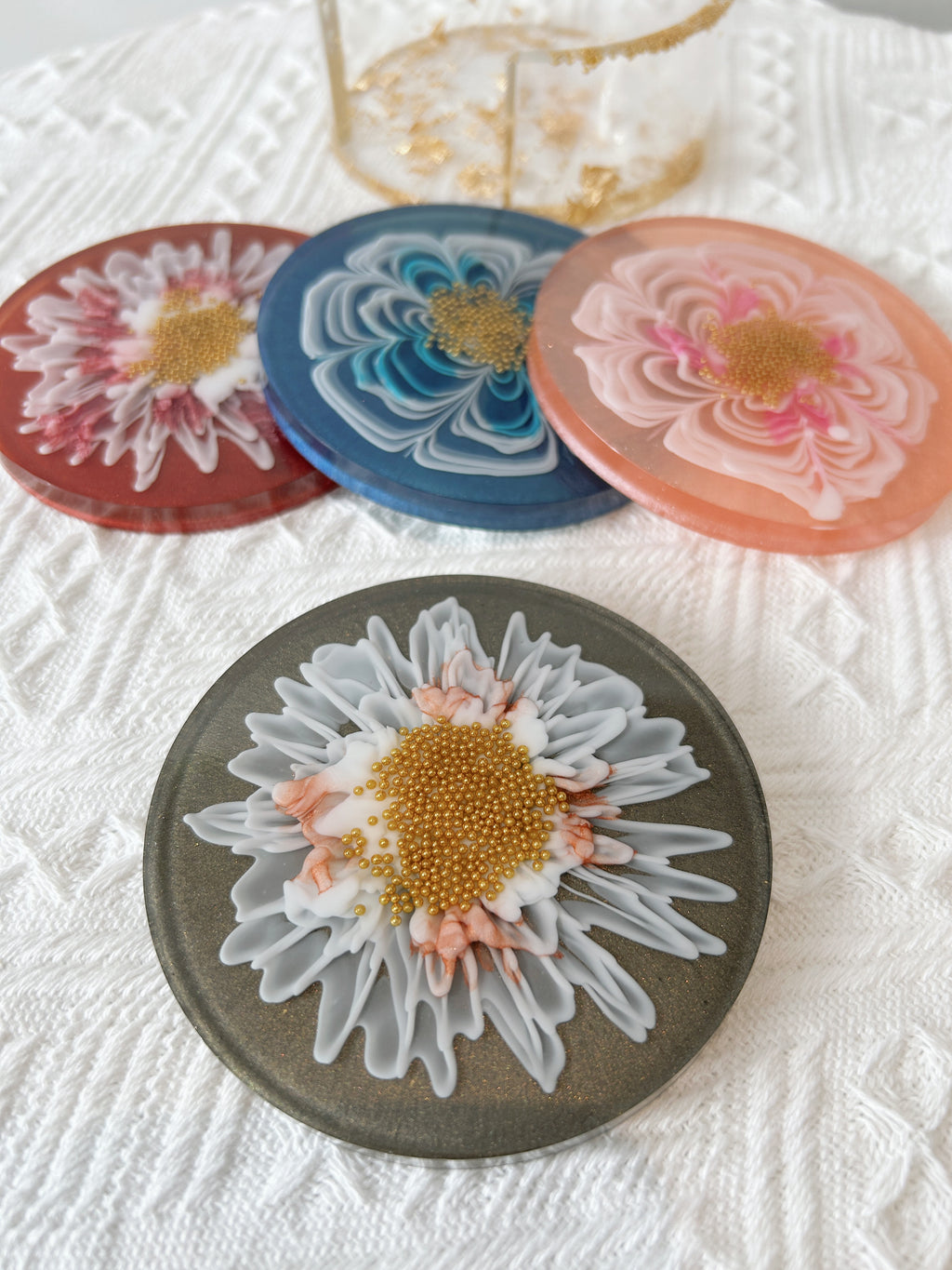 【Blooming Beauty】Handmade Resin Coaster Set (set of 5)