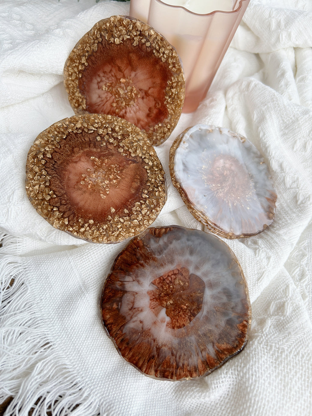 【Geode Luxe】Handmade Resin Coasters (set of 4)