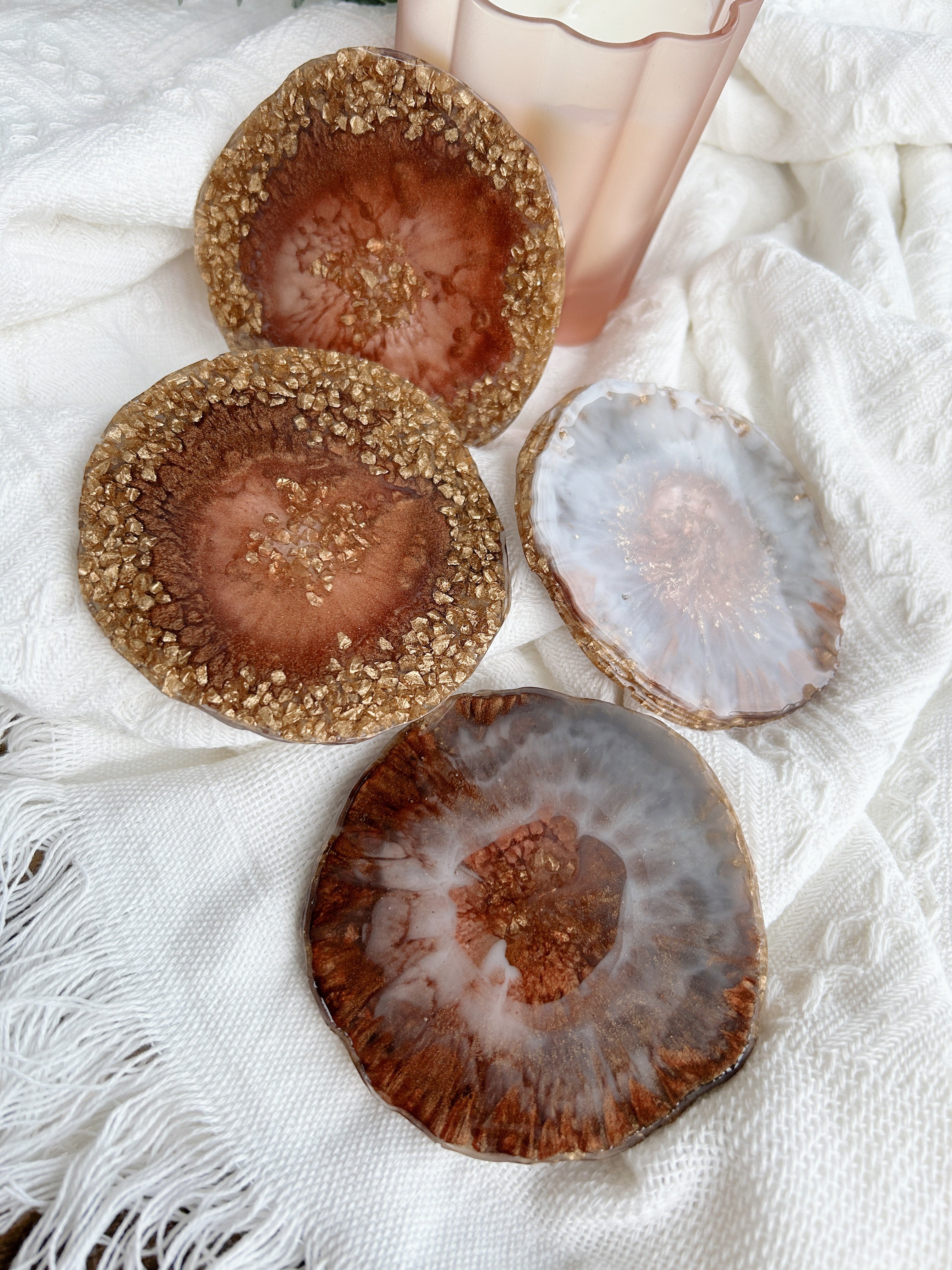 【Geode Luxe】Handmade Resin Coasters (set of 4)