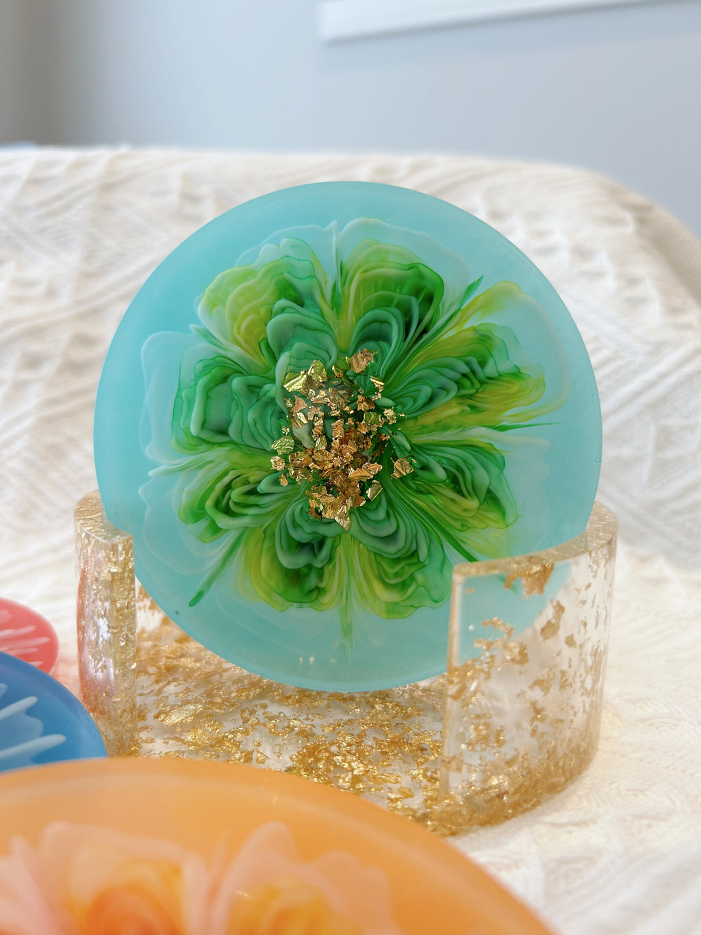 【Blooming Beauty】Handmade Resin Coaster Set (set of 5)