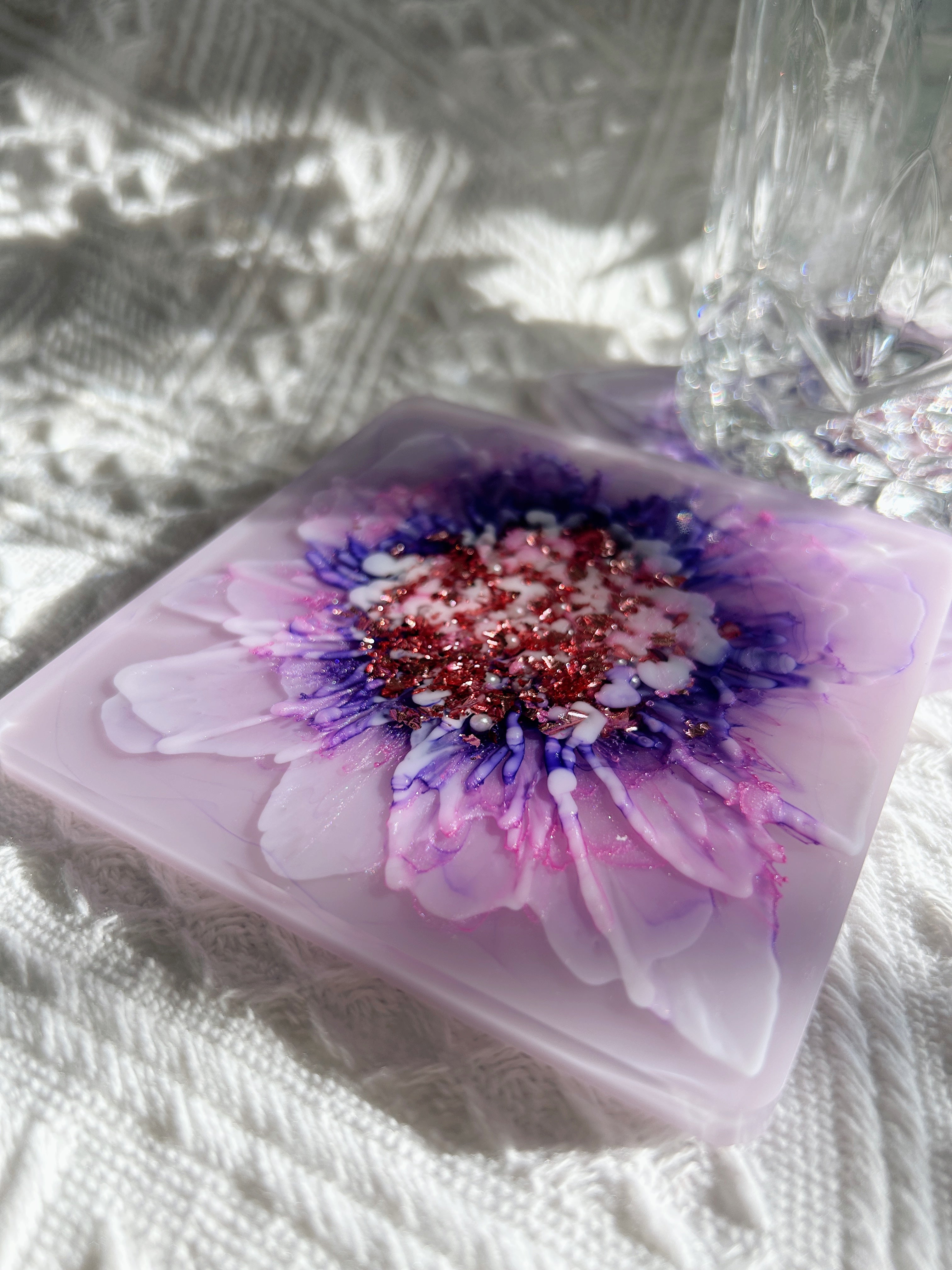 【Blooming Beauty】Handmade Resin Coasters (pair)