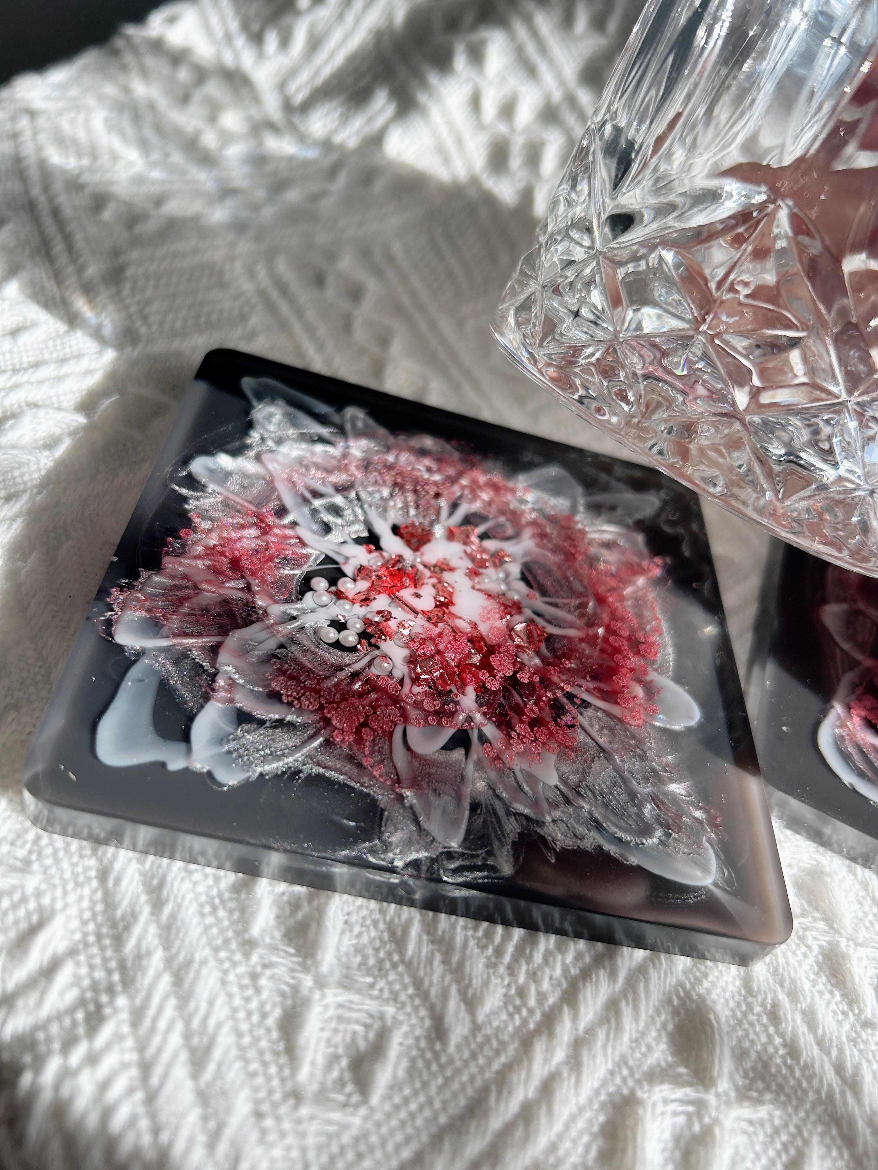 【Blooming Beauty】Handmade Resin Coasters (pair)