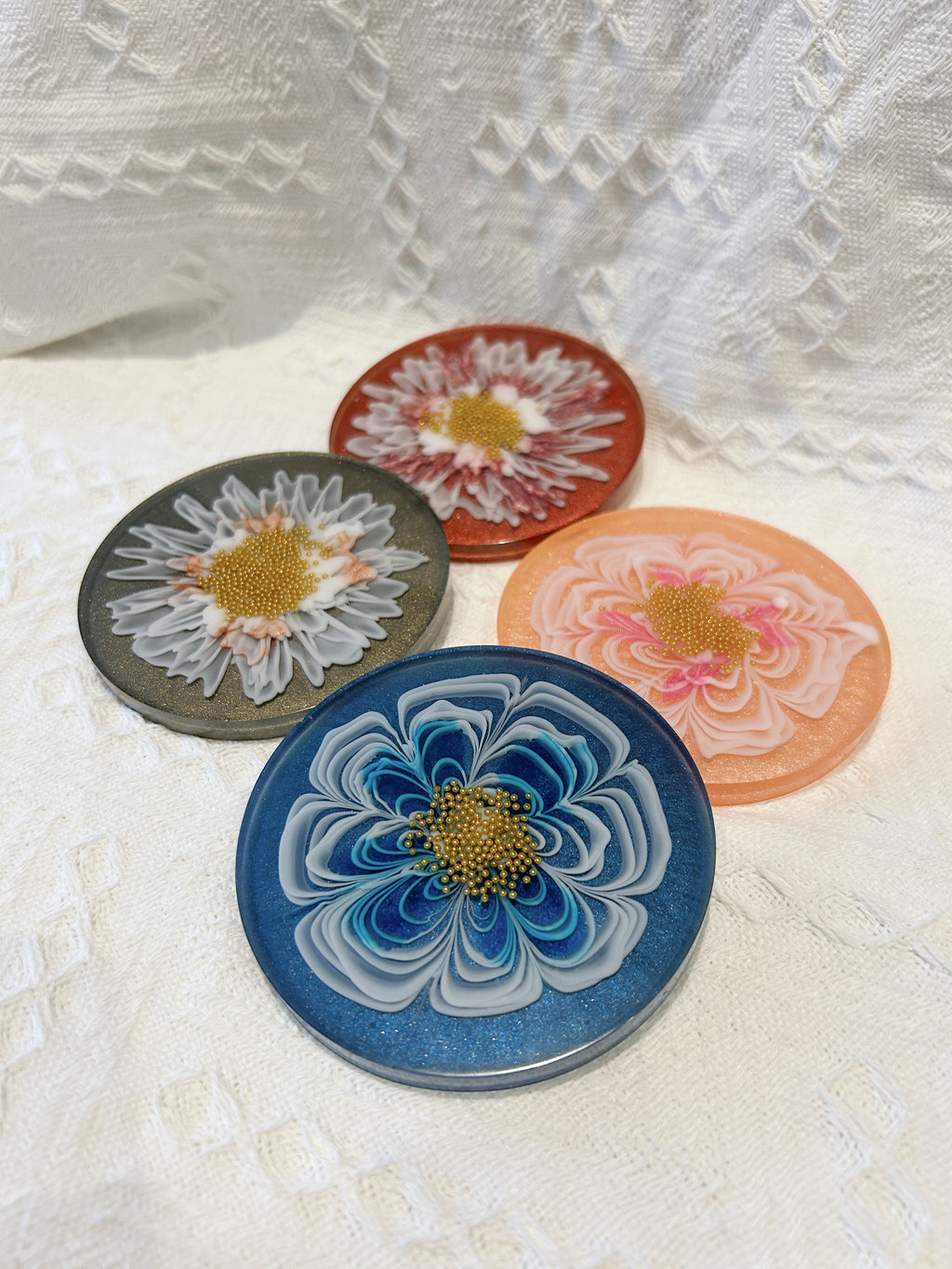 【Blooming Beauty】Handmade Resin Coaster Set (set of 5)