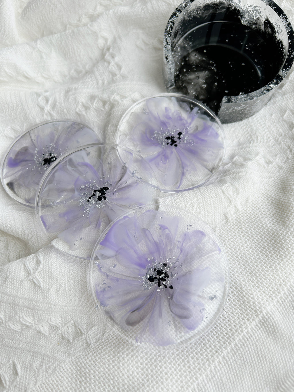 【Noir & Blanc】Handmade Resin Coaster Set (set of 5)